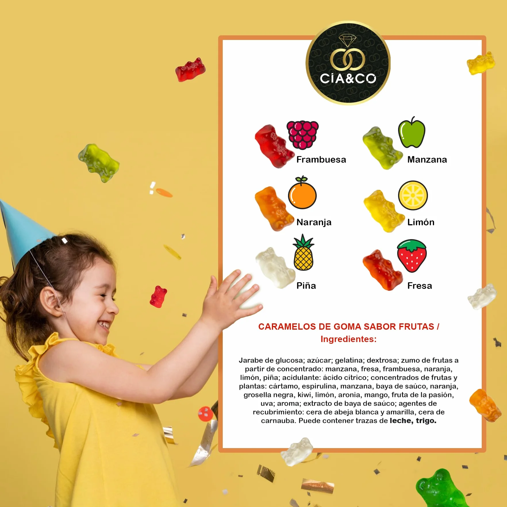100 Mini Sachets HARIBO Ours d’Or (1 Kg) · Packs Individuels de 10 g · Avec Carte Personnalisable Cia&Co · Idéal pour Anniversaires, Halloween, Fêtes d’Enfants et Cadeaux d’Entreprise Originaux