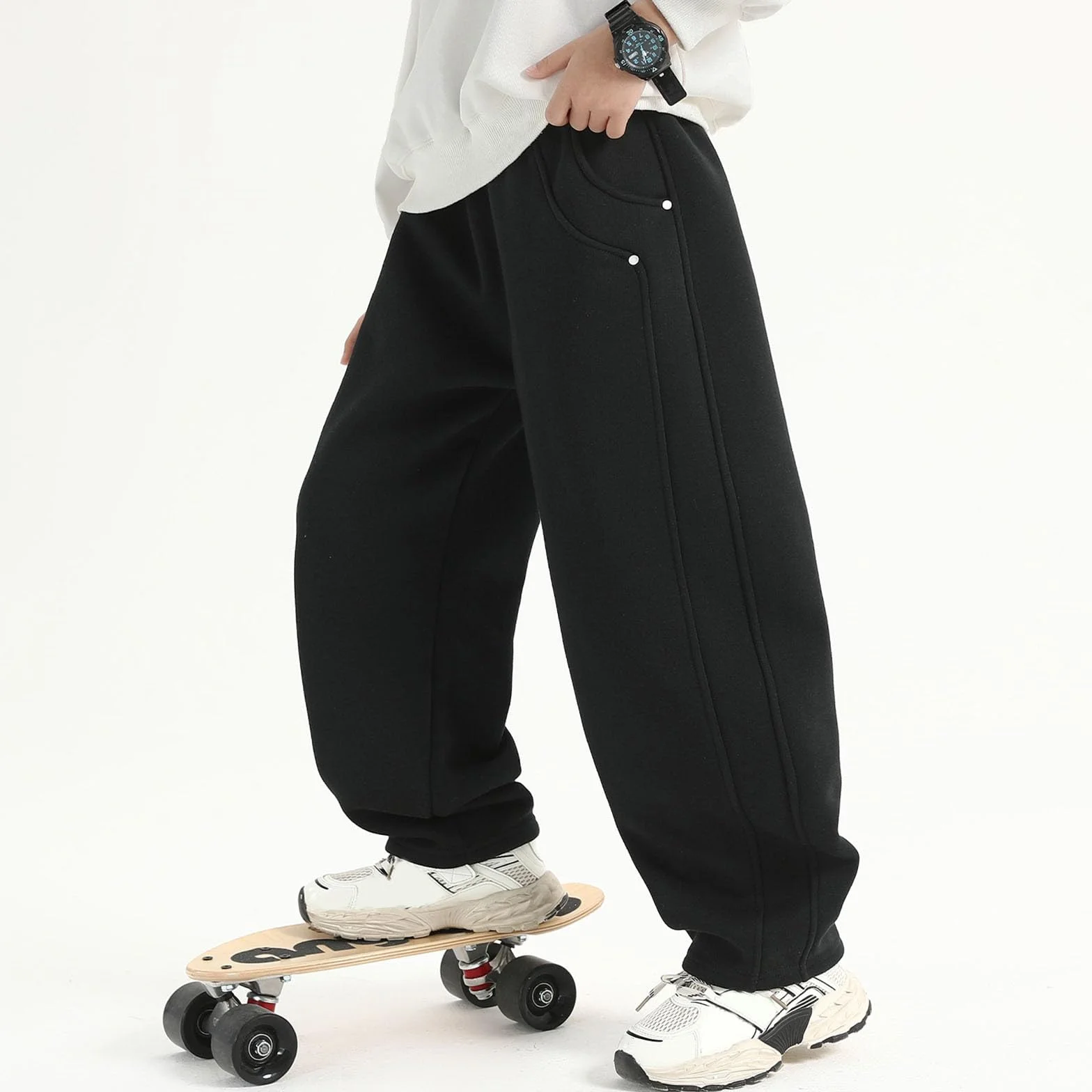 Pantalon Jogging Baggy Cargo Taille Haute Garçon Ado 5-16 Ans