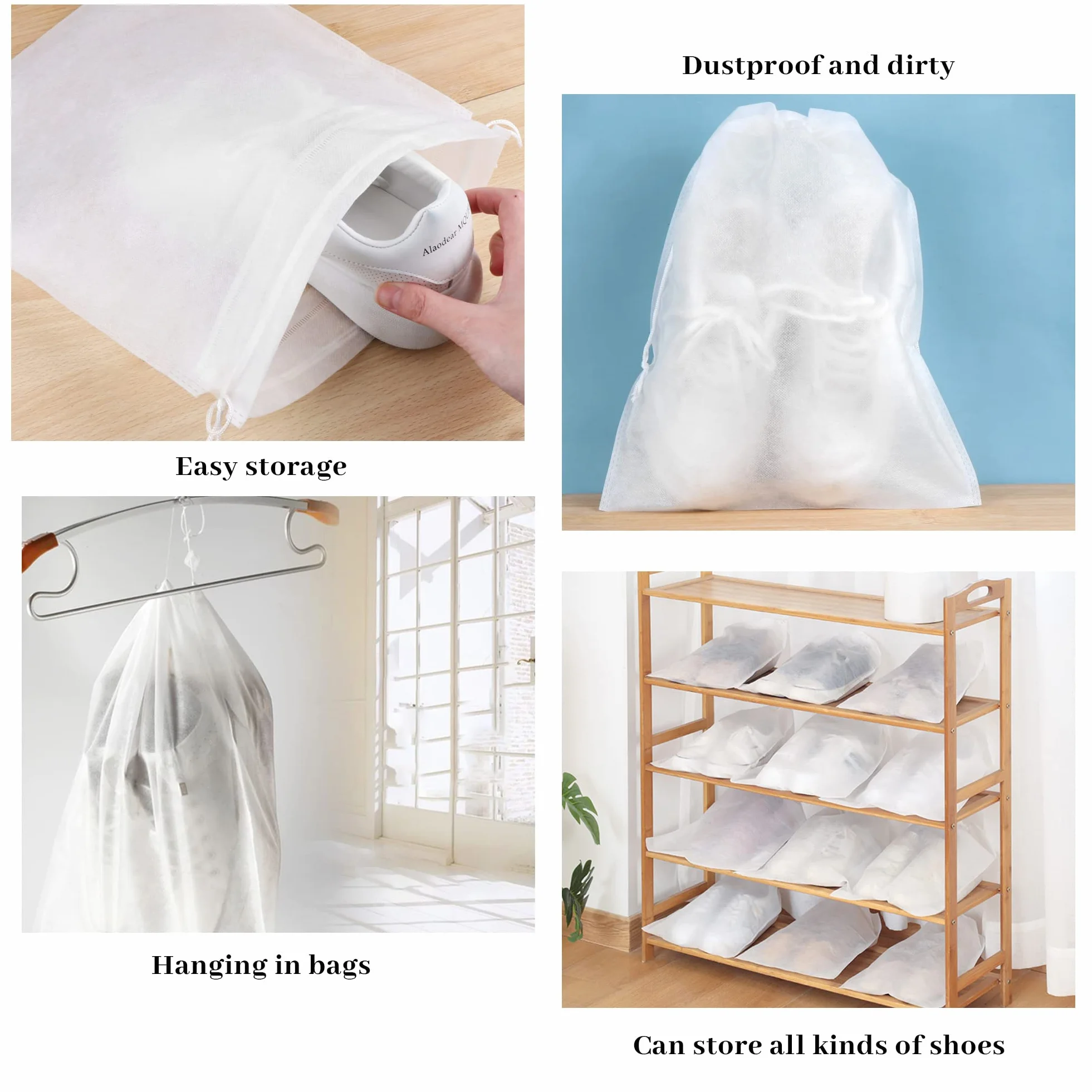 Sac à Chaussures de Voyage 25pcs Housse Anti-Poussière Imperméable Rangement