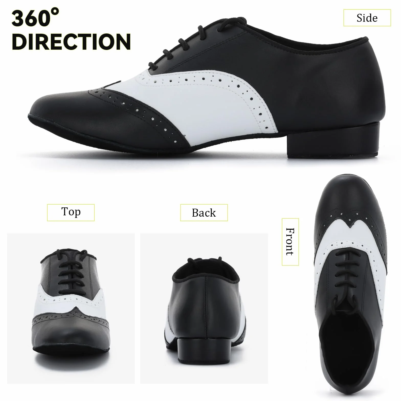Chaussures Danse Latin Salsa Tango Cuir Synthétique Lacets Homme Talon