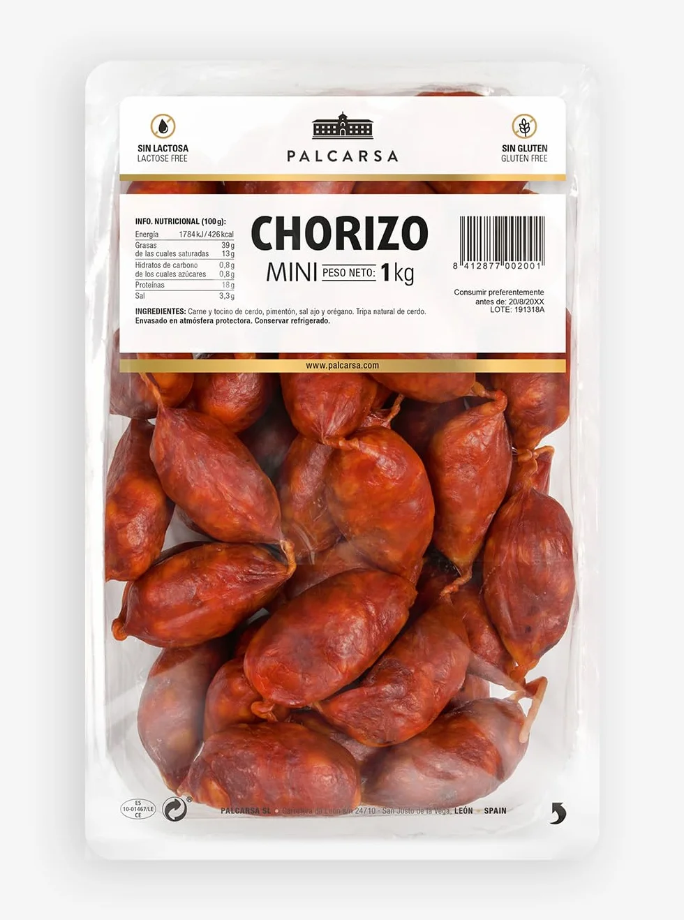 Chorizo Espagnol pour cuisiner 1 Kg Palcarsa doux (50-55 pièces)