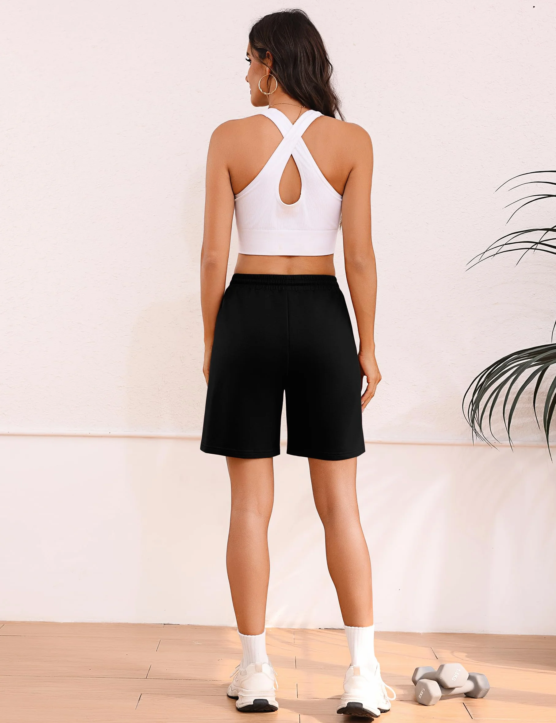Litherday Short Femme Court Sport Jogging Taille Haute Été Entraînement Course avec Poches Élastique Fitness Running Gym