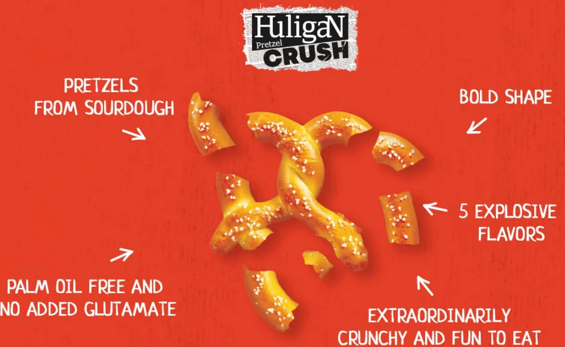 Huligan Jalapeno Bretzels Crush (lot de 18 x 65 g) – Boîtes à goûter végétariennes saines au four (lot de 18)