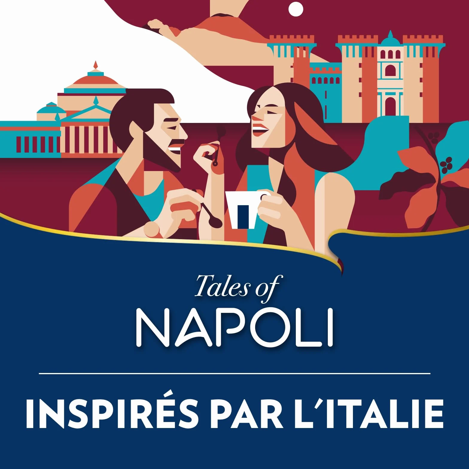 Lavazza, Tales of Napoli, Café en Grains, 450 g, pour les Machines à Café Automatiques, Notes de Cacao et de Caramel, Arabica et Robusta, Intensité 9/10, Torréfaction Foncée