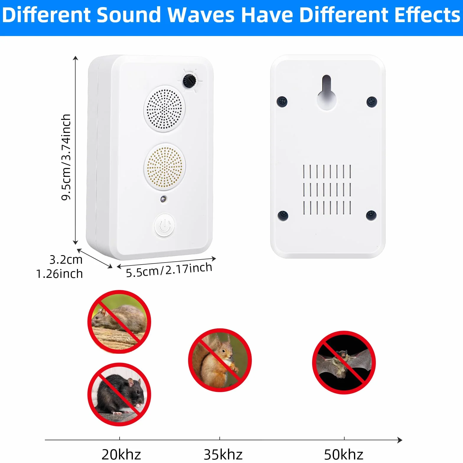 Lot de 2 répulsifs à ultrasons pour chauves-souris à ultrasons pour grenier - Pour se débarrasser des chauves-souris - Rechargeable - Utilisation intérieure et extérieure - Respectueux des humains et