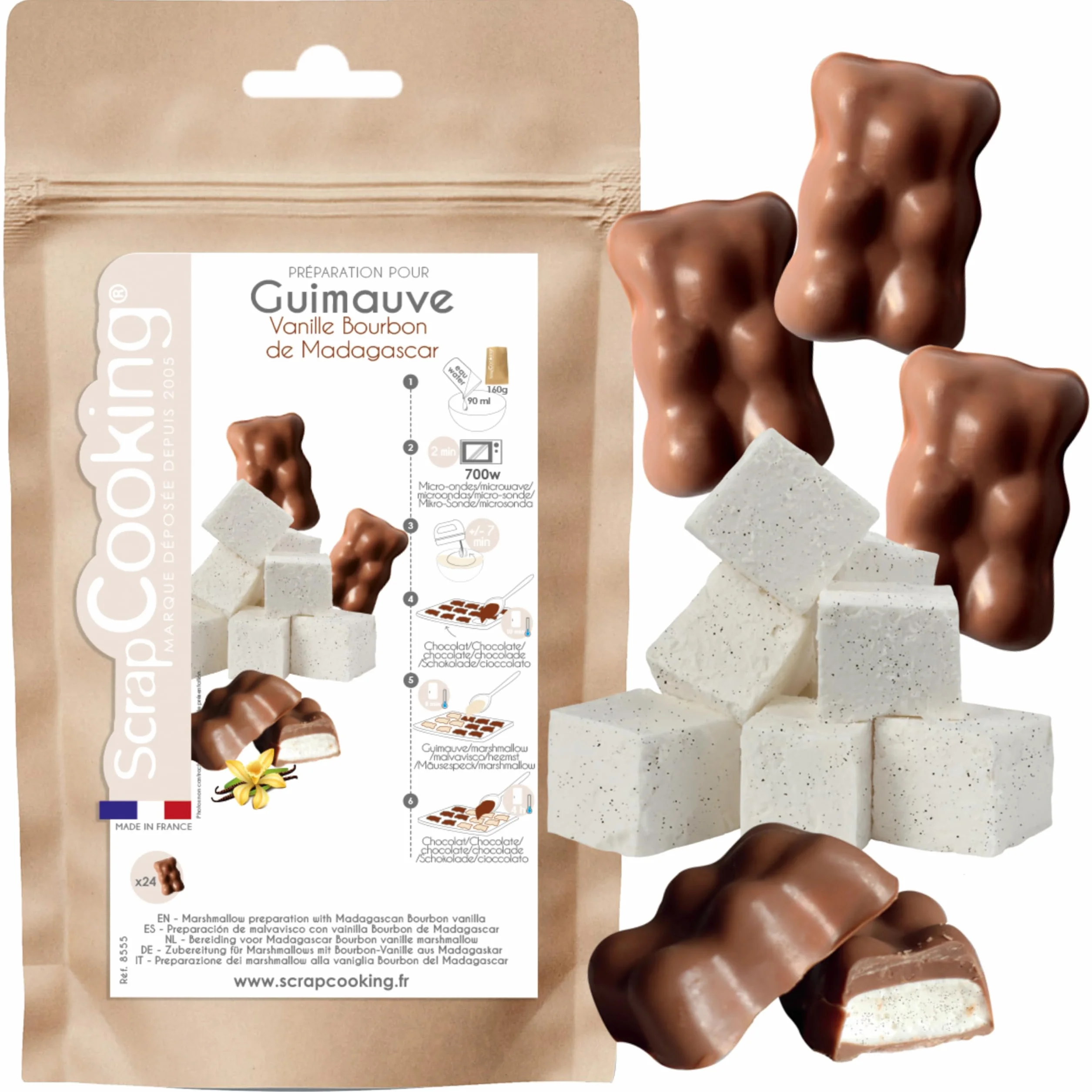 ScrapCooking - Préparation pour Guimauve Vanille 160 g - Mix pour Chamallow & Ourson Guimauve Maison - Vanille Bourbon de Madasgascar - Cuisine Pâtisserie - Fabriqué en France - 8555