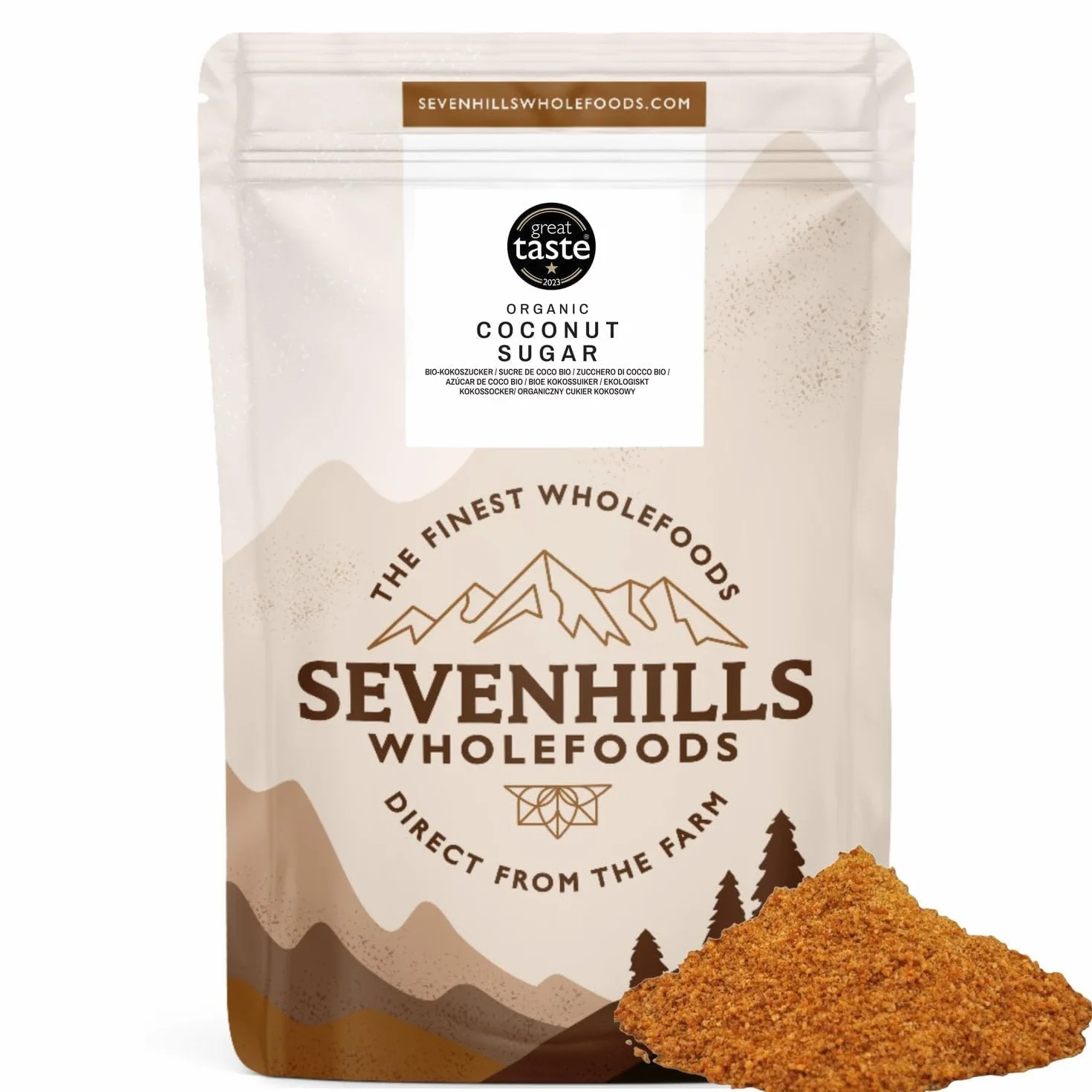 Sevenhills Wholefoods. Sucre de Fleur de Coco Bio 1,8kg, nectar de cocotier, pour boissons, desserts et pâtisseries, non raffiné, sans additifs, faible indice glycémique