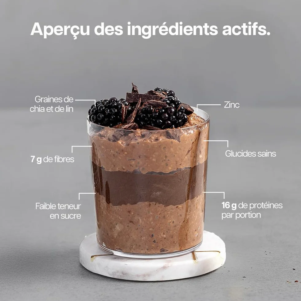 Protein Works | Overnight Oats – GOLD Innovation, Petit-Déjeuner High-Protein, Chia & Graines de Lin, Soutient Perte de Poids, Faible Sucre, Chocolat Noir Framboise, 14 Portions, 1kg