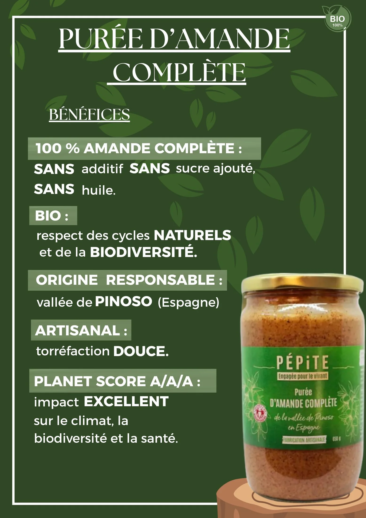PEPITE - PUREE AMANDE COMPLETE 650G