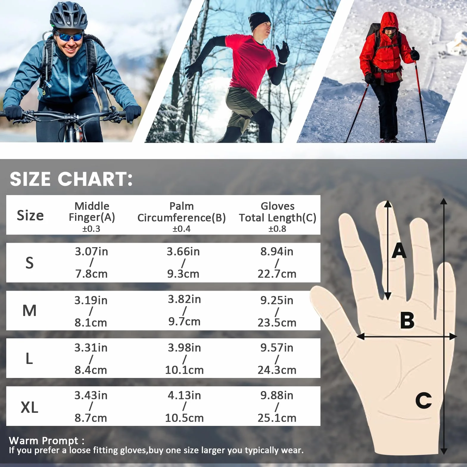 LERWAY Gants d'hiver Chauds à écran Tactile Noirs Hommes Femmes antidérapants Coupe-Vent Sport Course Conduite