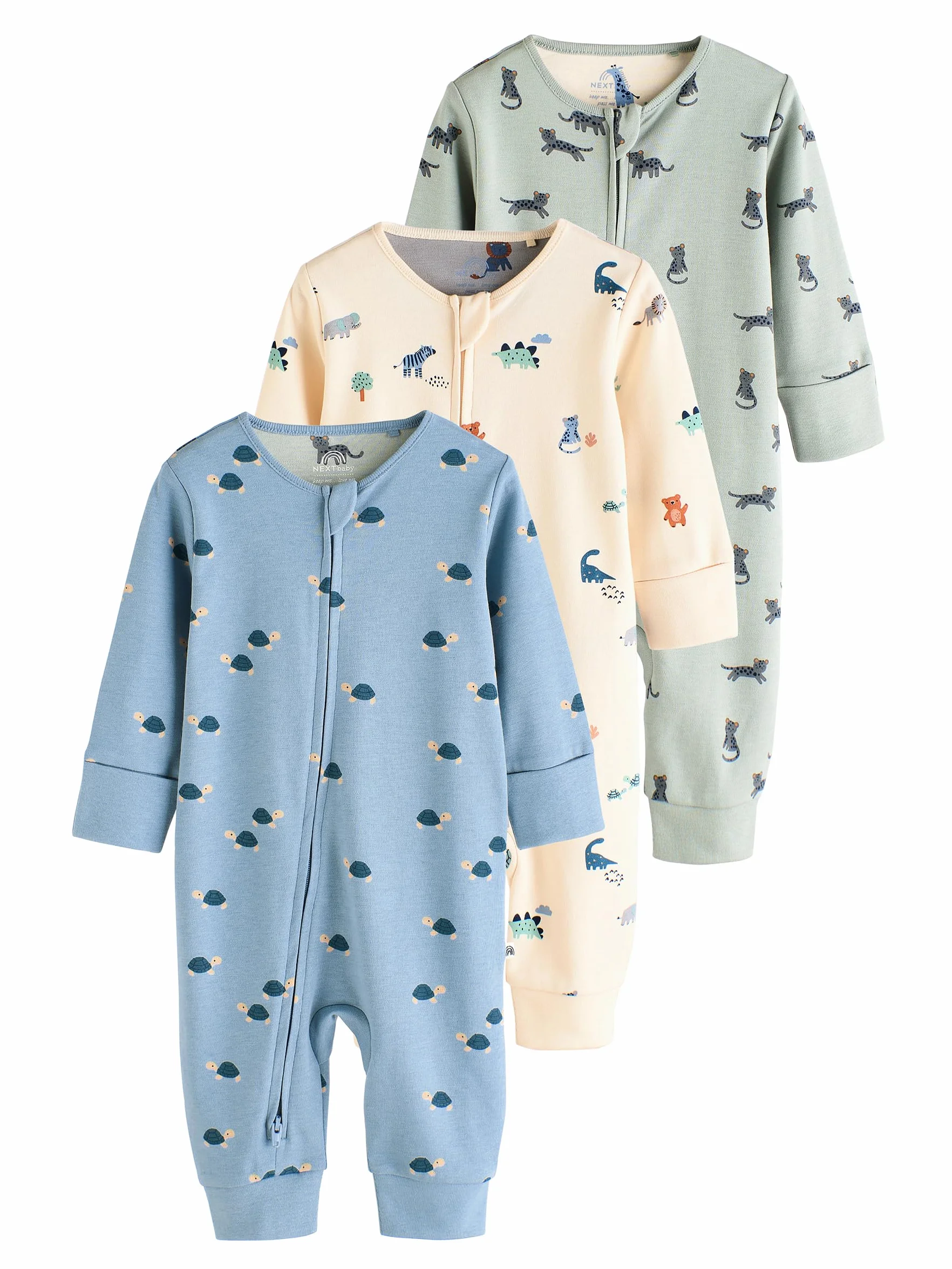 NEXT Bébé garçon Dors-Bien zippés imprimés bébé, Lot de 3