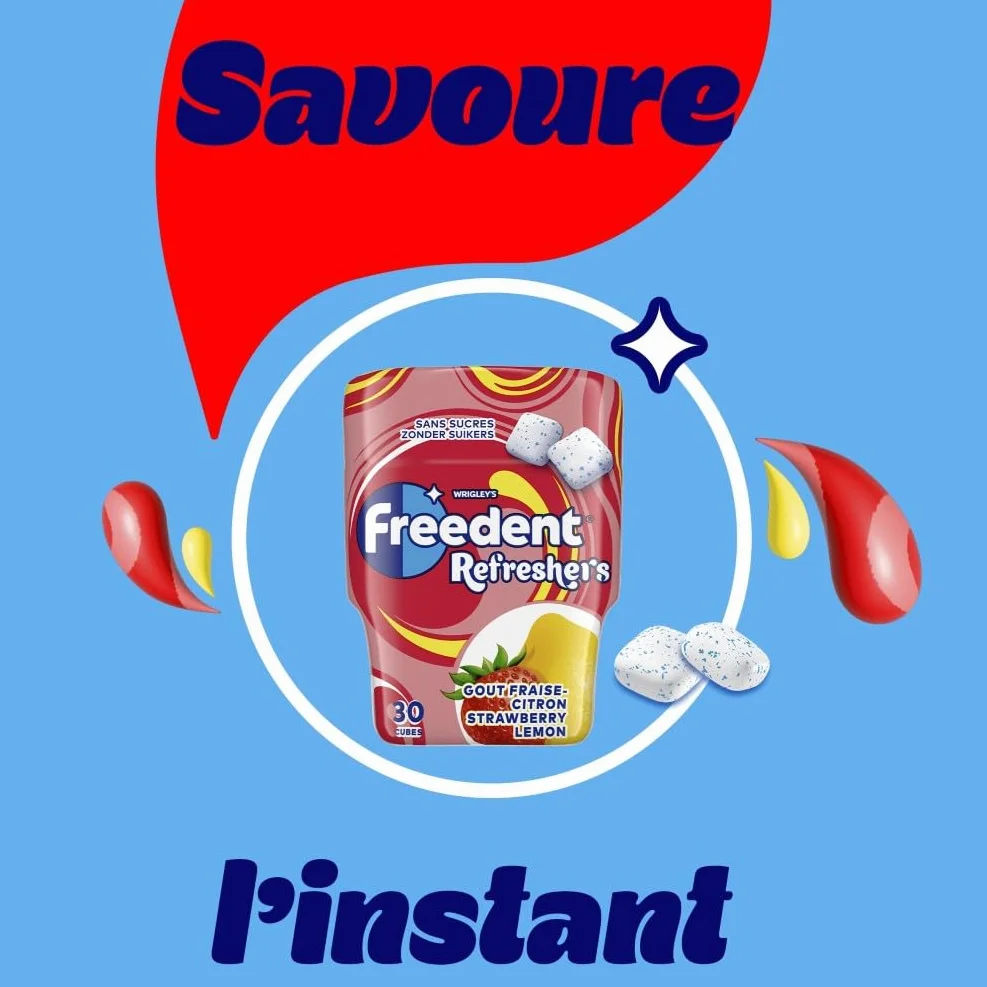 FREEDENT REFRESHERS Chewing-gum Fraise Citron 30 Dragées 67g