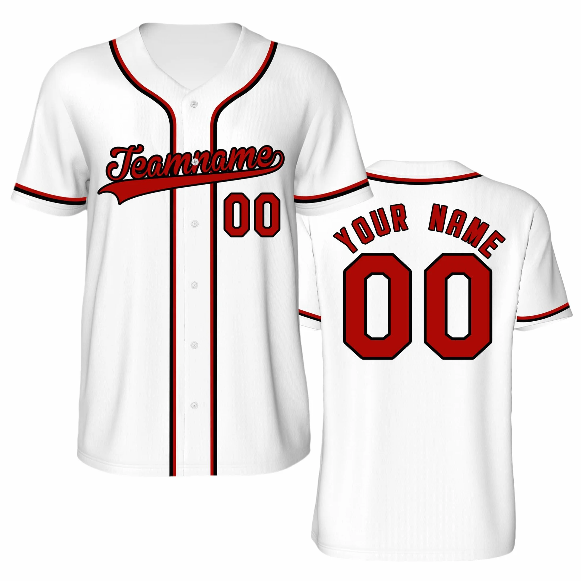 Maillot de Baseball Personnalisé Imprimé Nom Numéro Hommes Femmes Uniformes Boutonnés