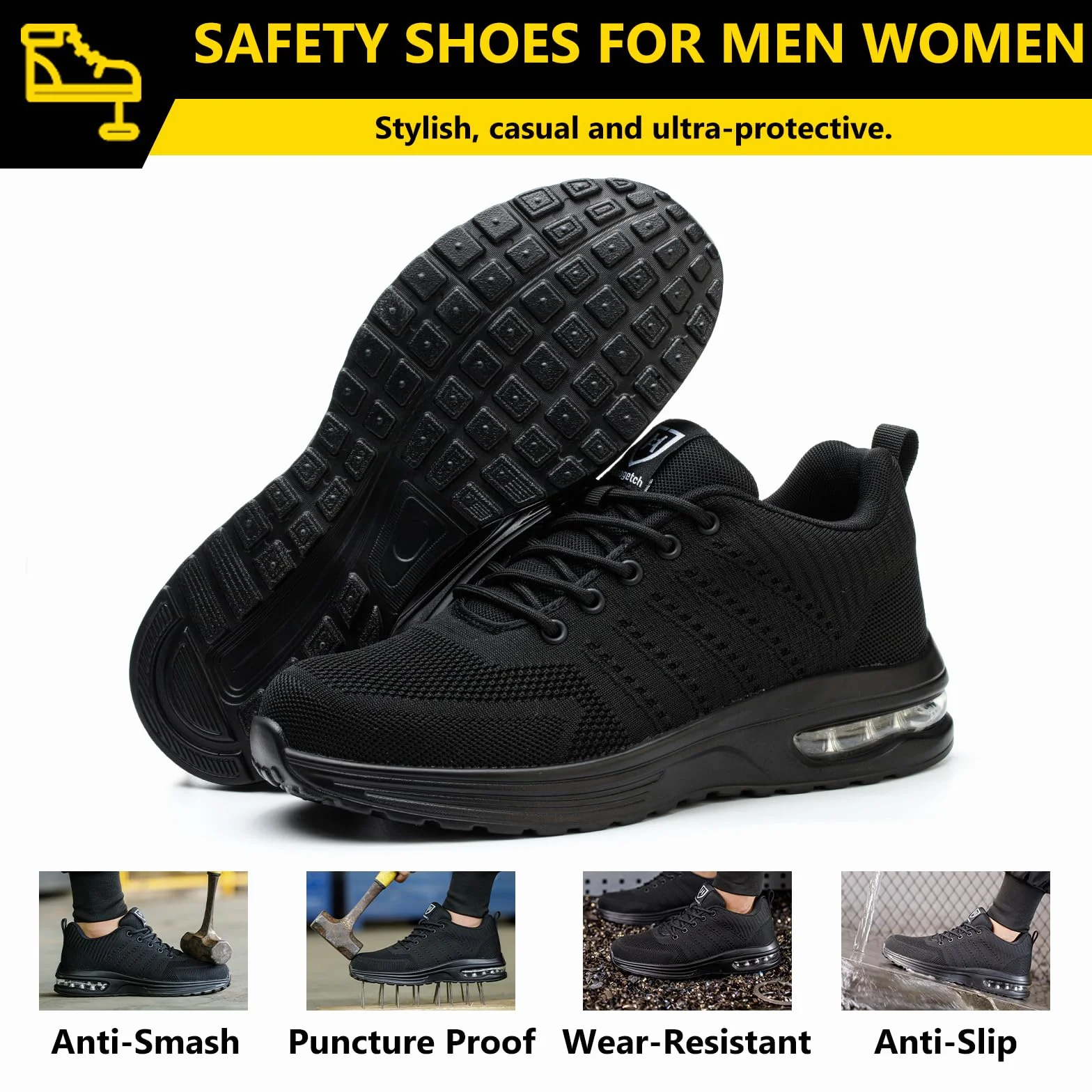 Baofular Chaussures de Sécurité Hommes Femmes Légères Antidérapantes Respirantes Chaussures de Travail