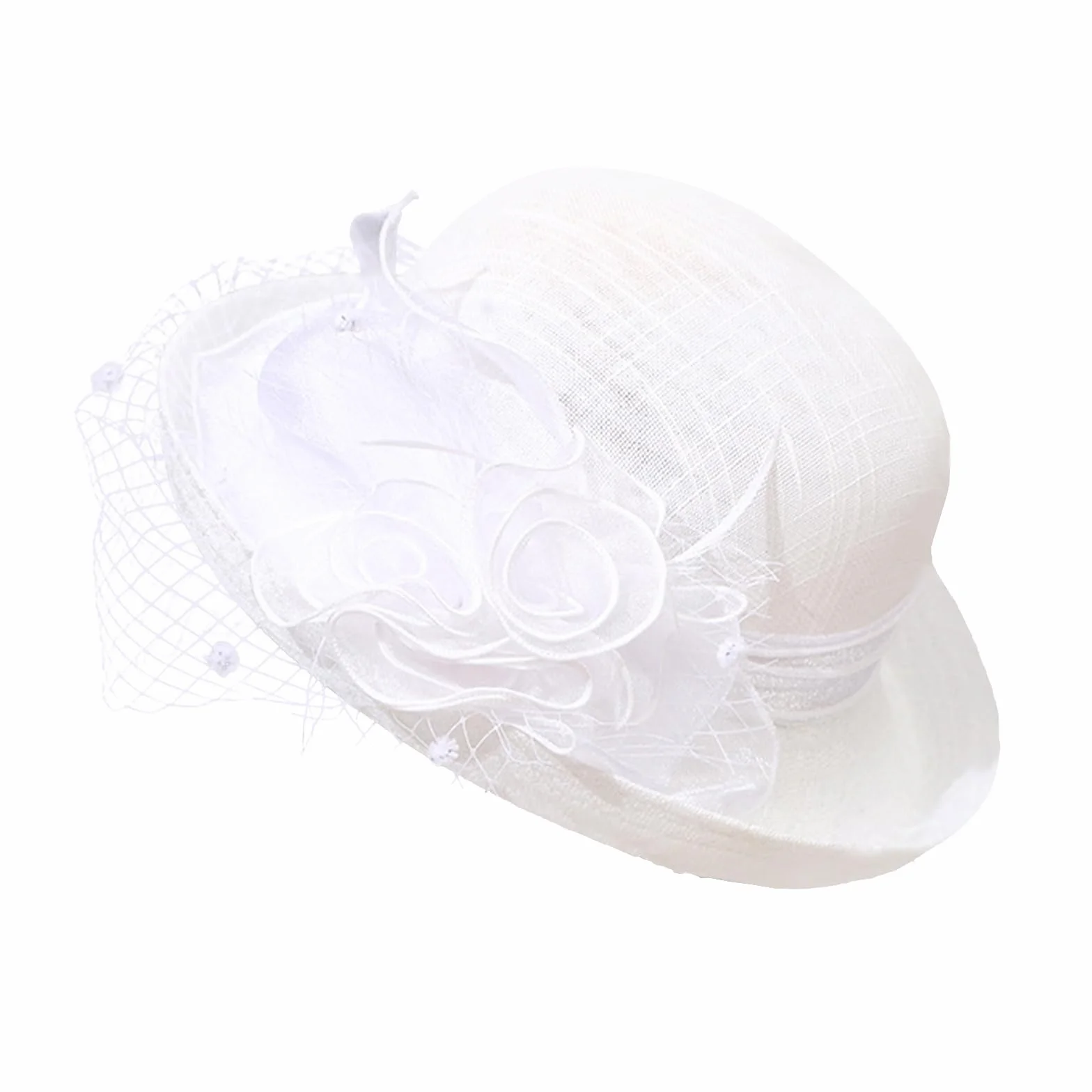 Chapeau Cloche Femme Vintage avec Voilette et Fleurs Années 20 Capeline Rétro été Mariage