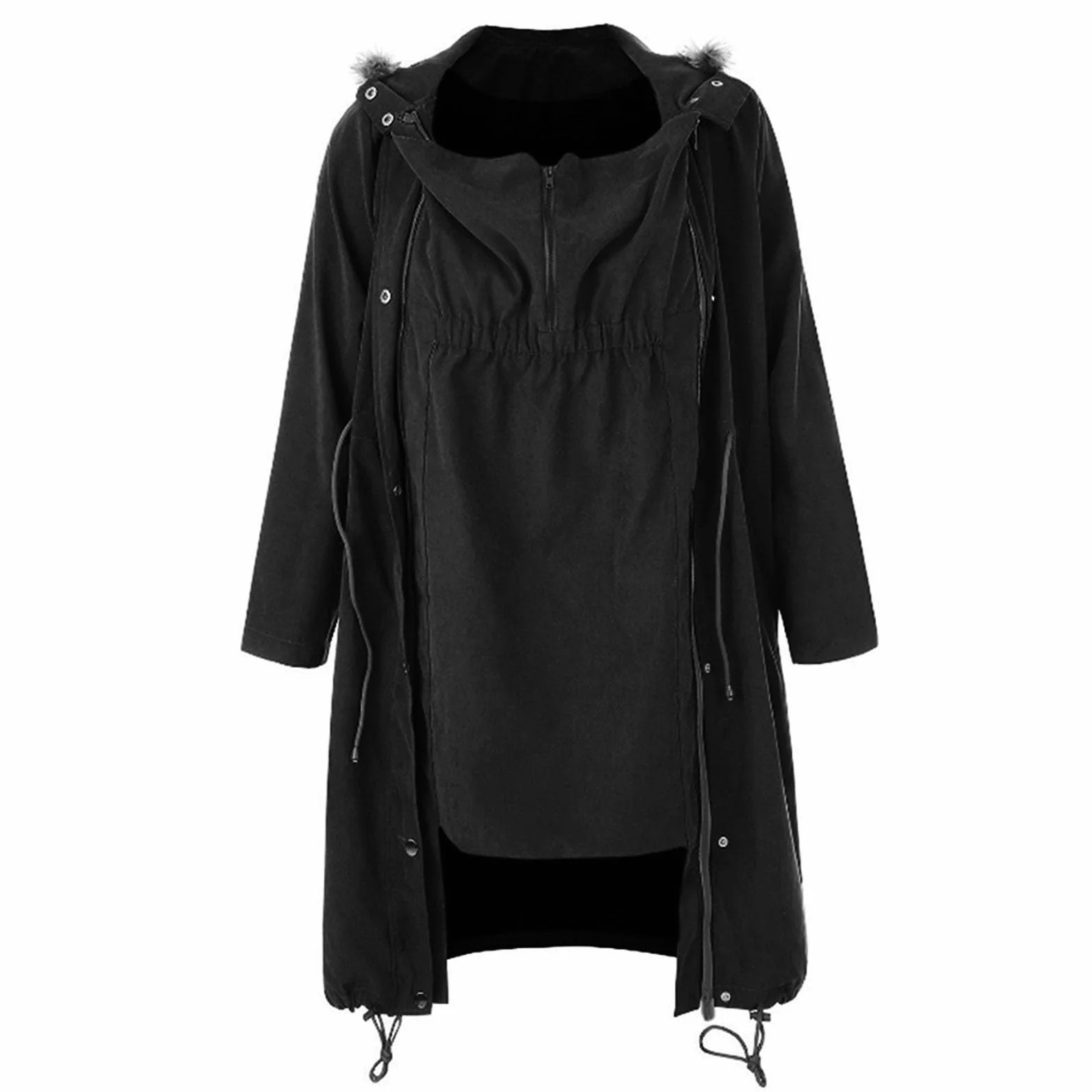 Manteau d'hiver en polaire pour enfant avec col à capuche - Grossesse automne/hiver