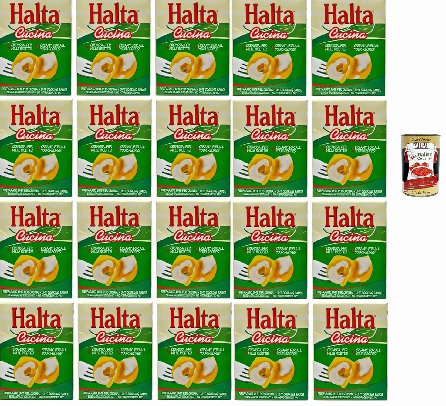 Italian Gourmet Bundle 20x Crème de cuisine UHT 200 ml + Italian Gourmet Polpa, préparation culinaire végétale longue conservation, sauce cuisine pour pâtes pizzas gratins et recettes, total 4 L