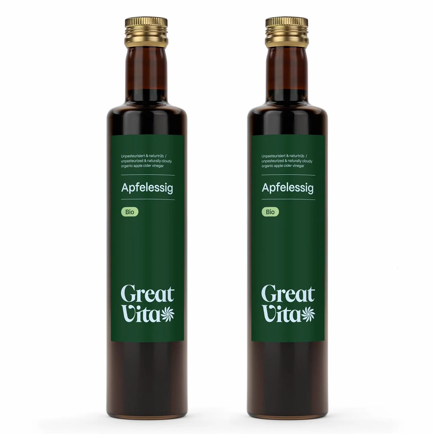 Vinaigre de cidre de pomme biologique MeaVita, naturellement trouble et non filtré avec des noix de vinaigre, paquet de 2 (2 x 500 ml)