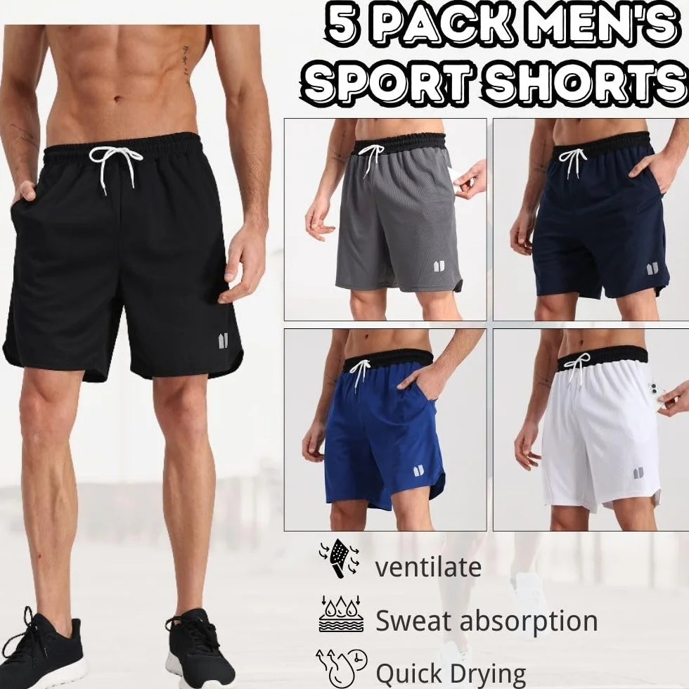 Short de sport homme avec poches séchage rapide Gym Basketball Fitness