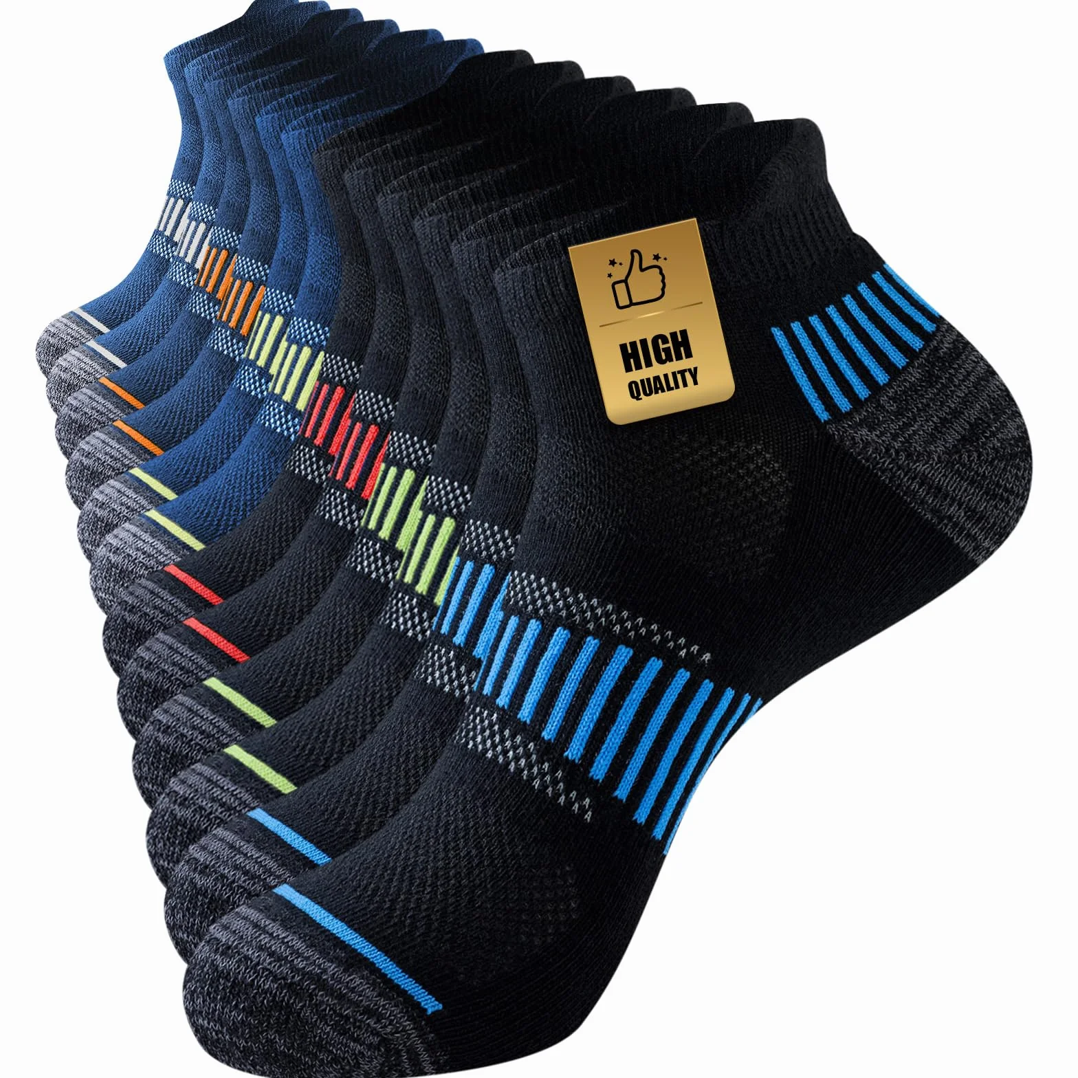 Niorasen Chaussettes Hommes Sport Courtes Coton 6 Paires Course Respirantes 37-42 43-46 47-50