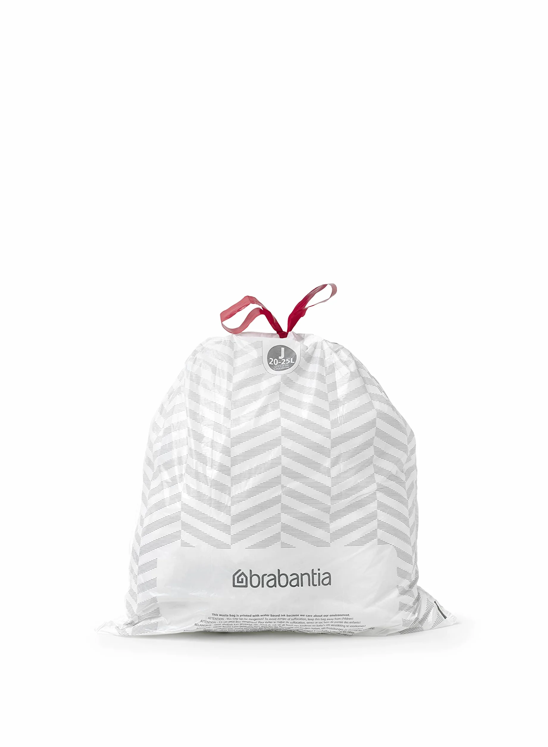Brabantia Sacs Poubelle PerfectFit Multipack (Code J - 20L / 25L), Ultra Résistant, Poignées Coulissantes, 6 rouleaux (120 Sacs)