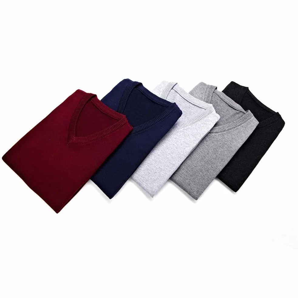 Pull en Tricot pour Homme Gilet Col en V sans Manches Classique Slim Fit Business