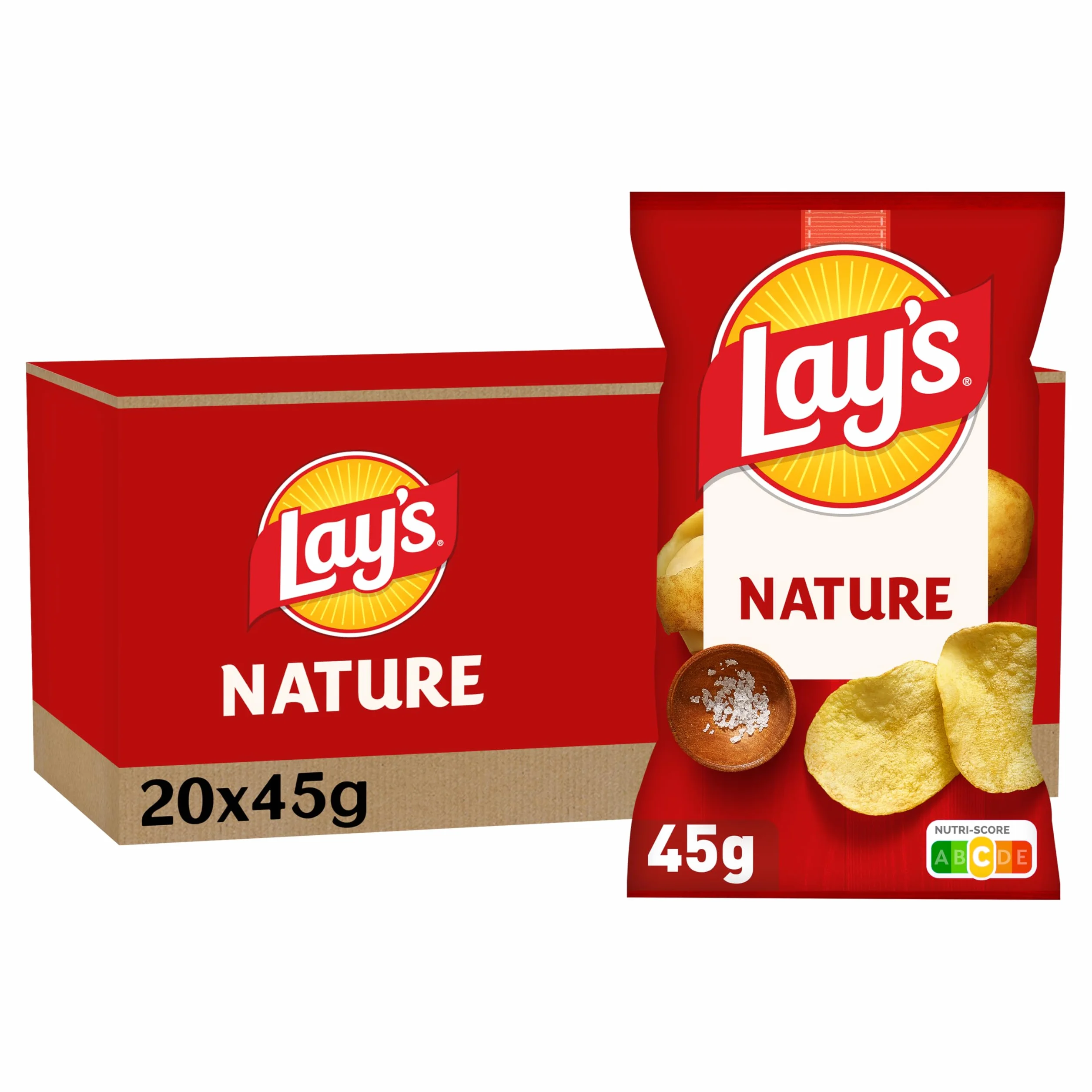 LAY'S Chips Nature - Lot de 20x45g