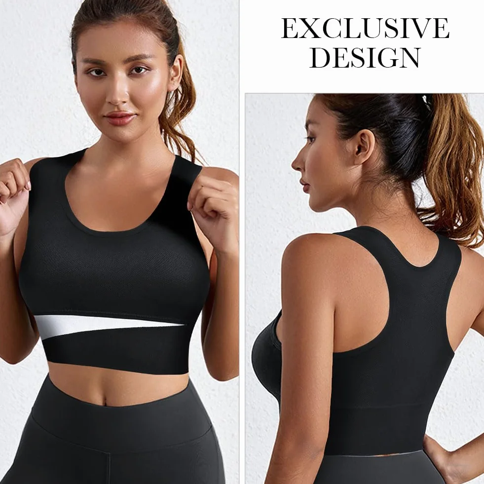 Soutien Gorge Sport Femme Maintien Fort Anti Affaissement Bustier Rembourrage Confortable Fitness Course à Pied M