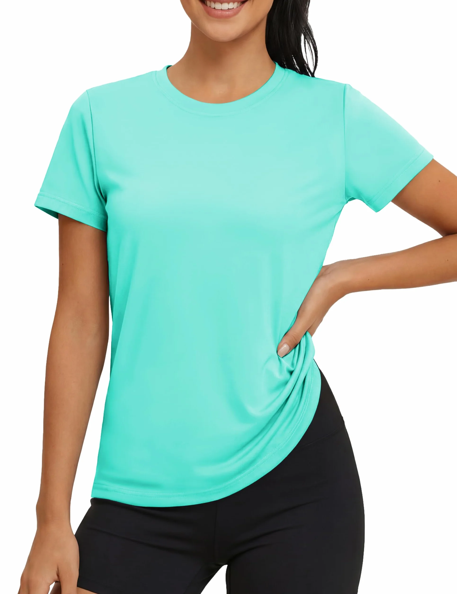 MAGCOMSEN T-shirt d'été léger pour femme - Manches courtes - T-shirt de fitness à séchage rapide - UPF 50+