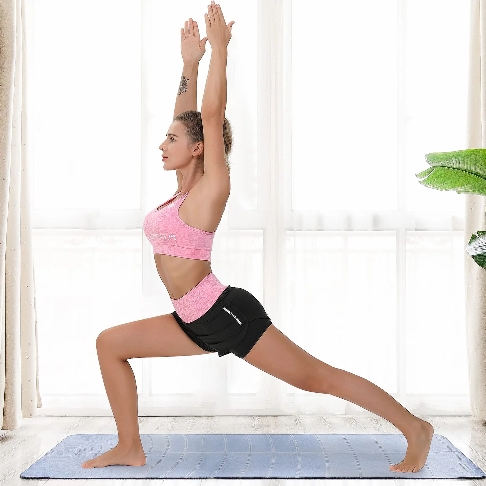 JULY'S SONG Ensemble de Sport 5 Pièces Yoga Femme Gym Running Vêtements Fitness Séchage Rapide