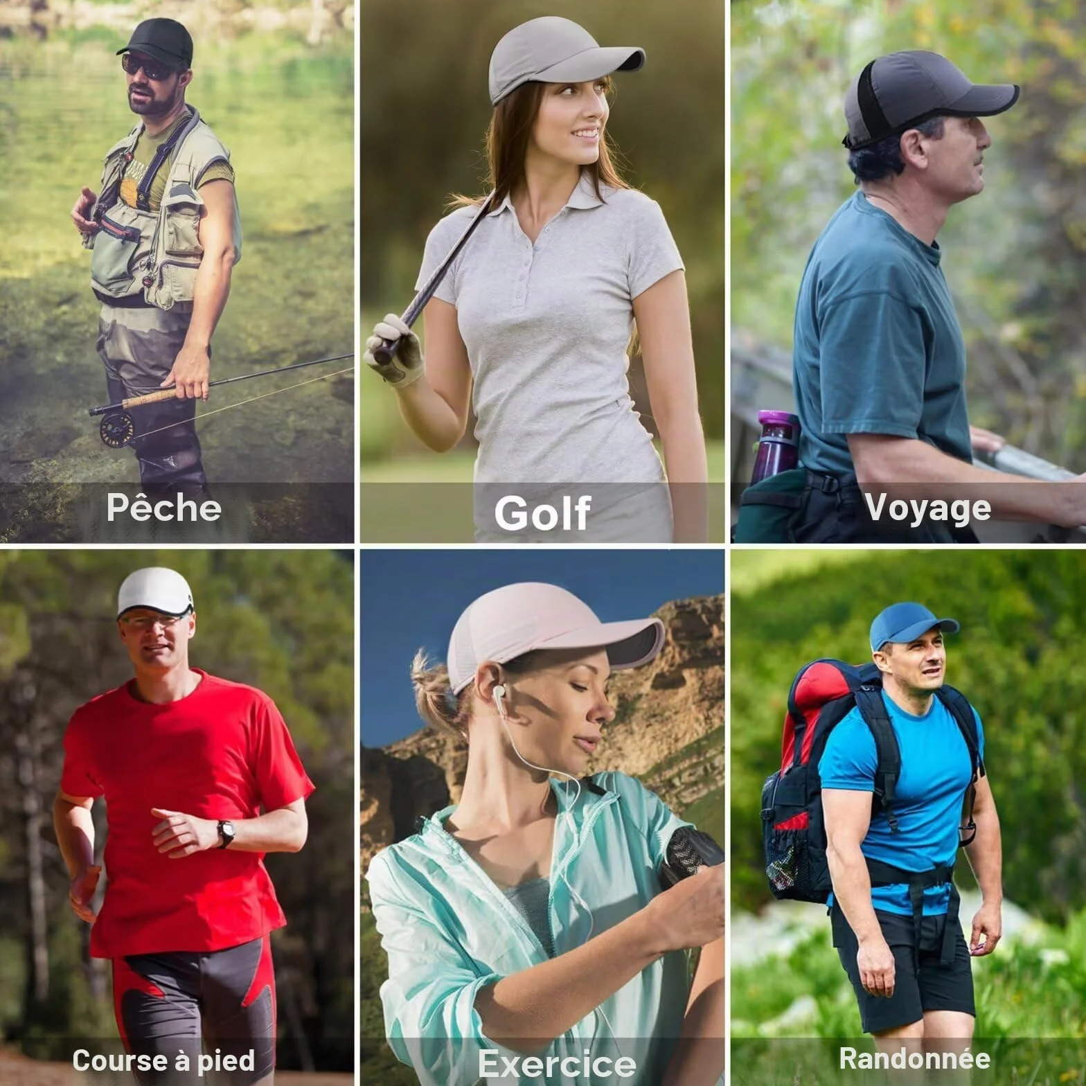 Casquettes Non structurées UPF 50+ Légères et Respirantes pour Hommes et Femmes