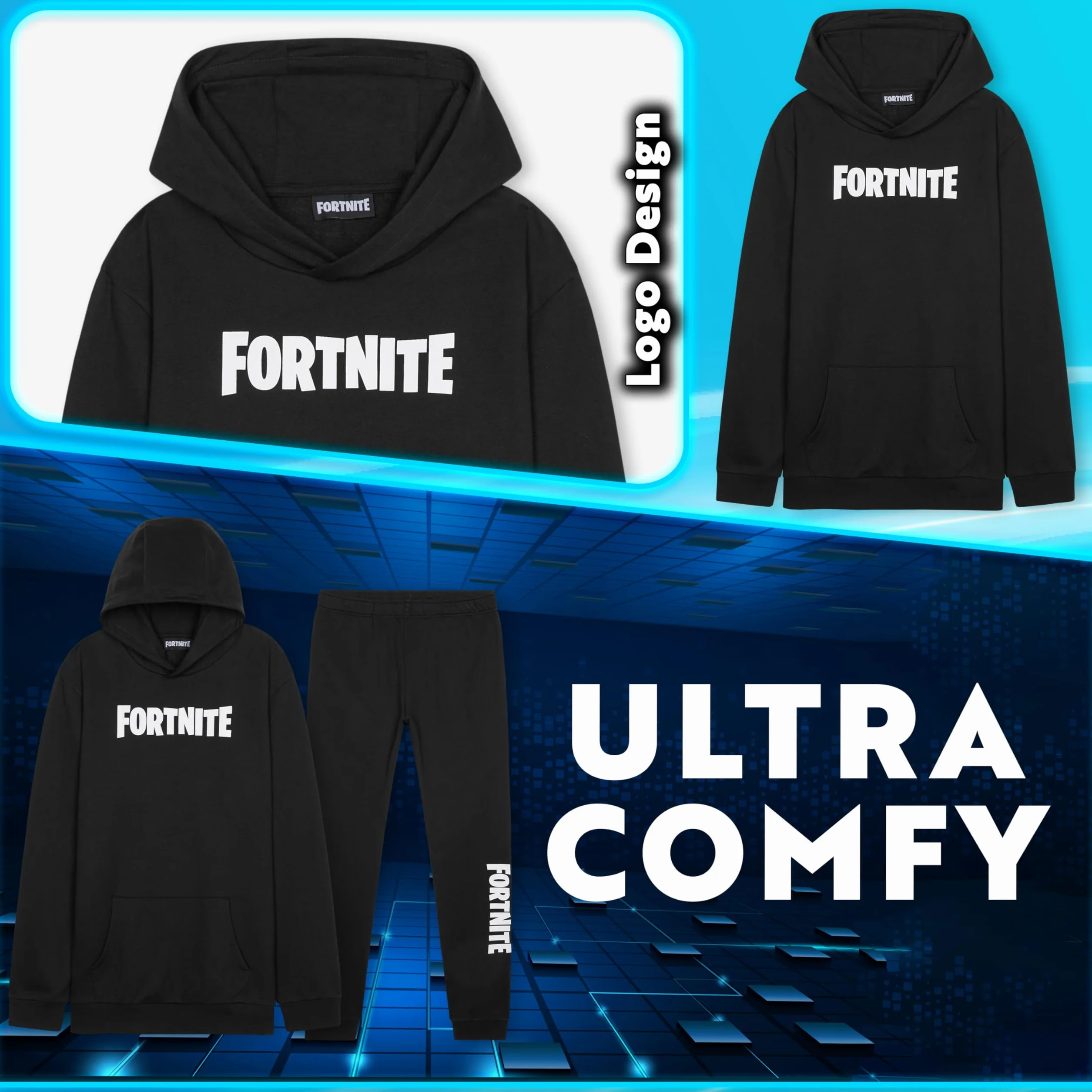 Fortnite Ensemble Jogging Garçon Ado Sweat Capuche Pantalon Tenue Sport Enfant Chaude