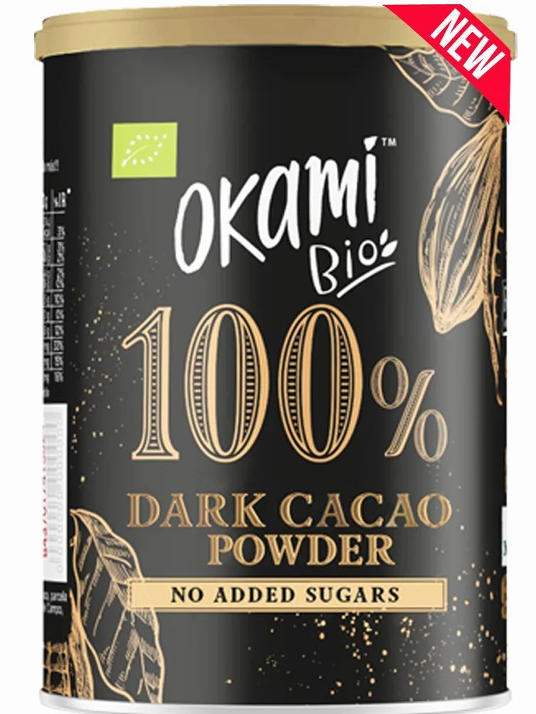 Okami Bio - 100% Cacao Instantané |Sans Gluten, sans Lactose, 100% Végan et Écologique | 250gr