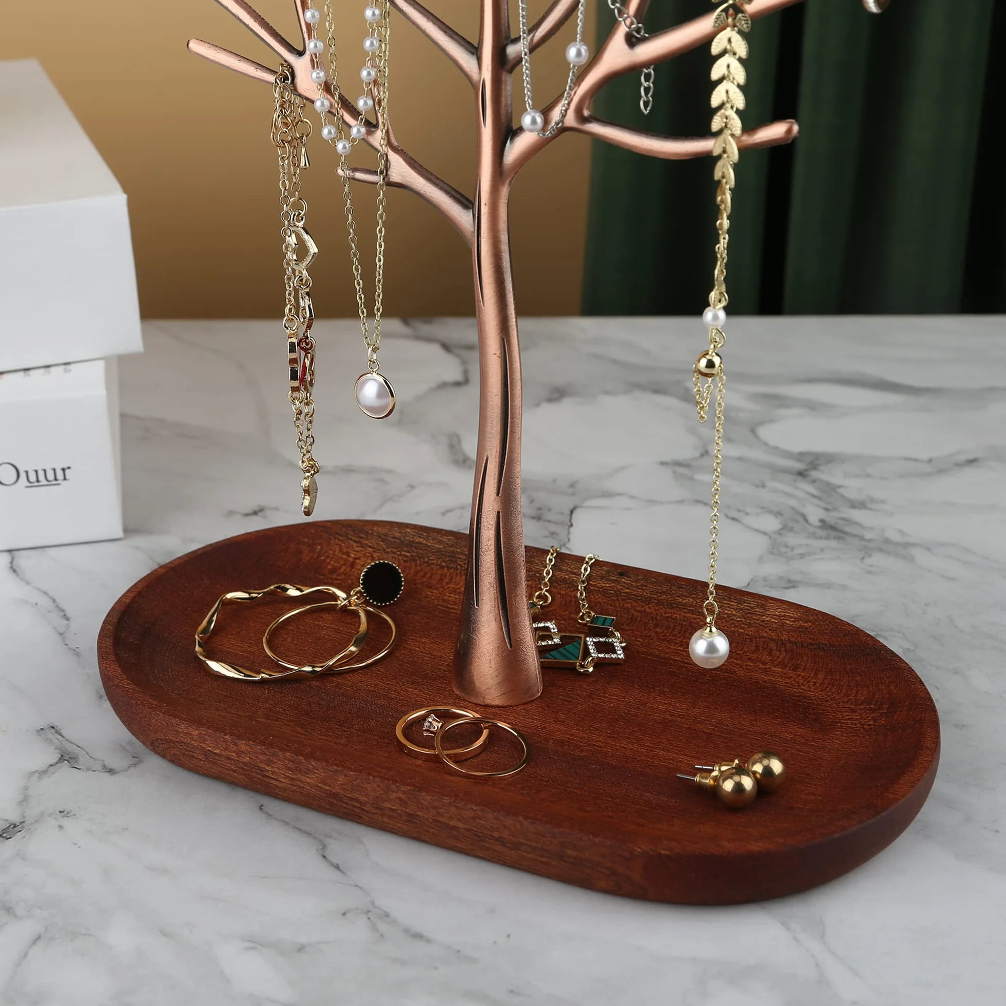 MORE&LESS Grand porte-bijoux en métal d'arbre pour bagues, boucles d'oreilles, colliers