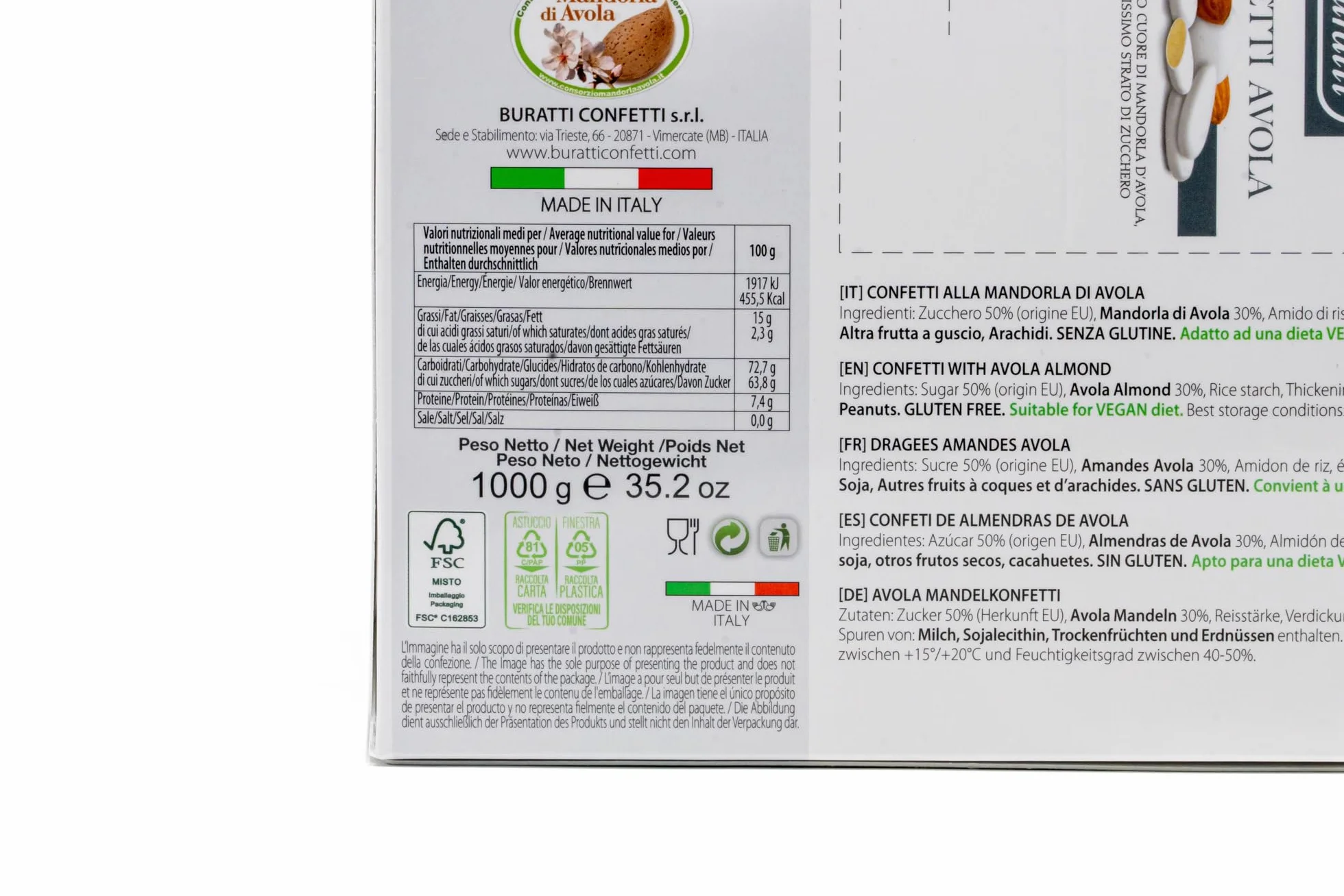 Buratti Confetti Dragées à l'amande d'avola 1 Kg