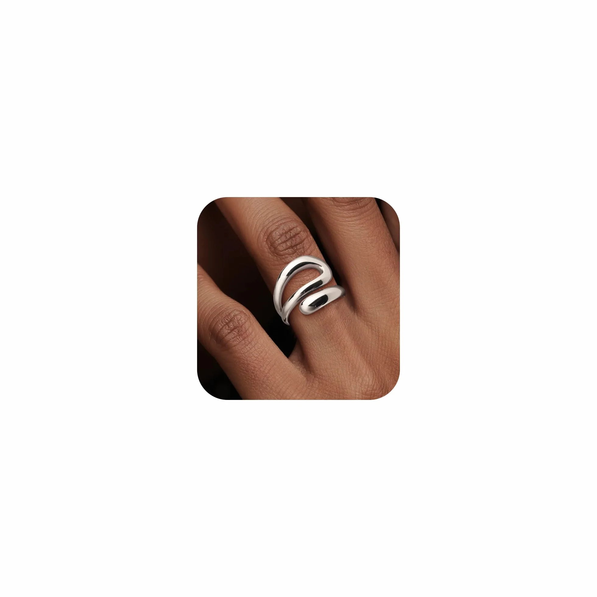 ALEXCRAFT Bague Femme Or/Argent Goutte d'Eau Chunky Acier Hypoallergéniques Plaqué 14K Ajustable