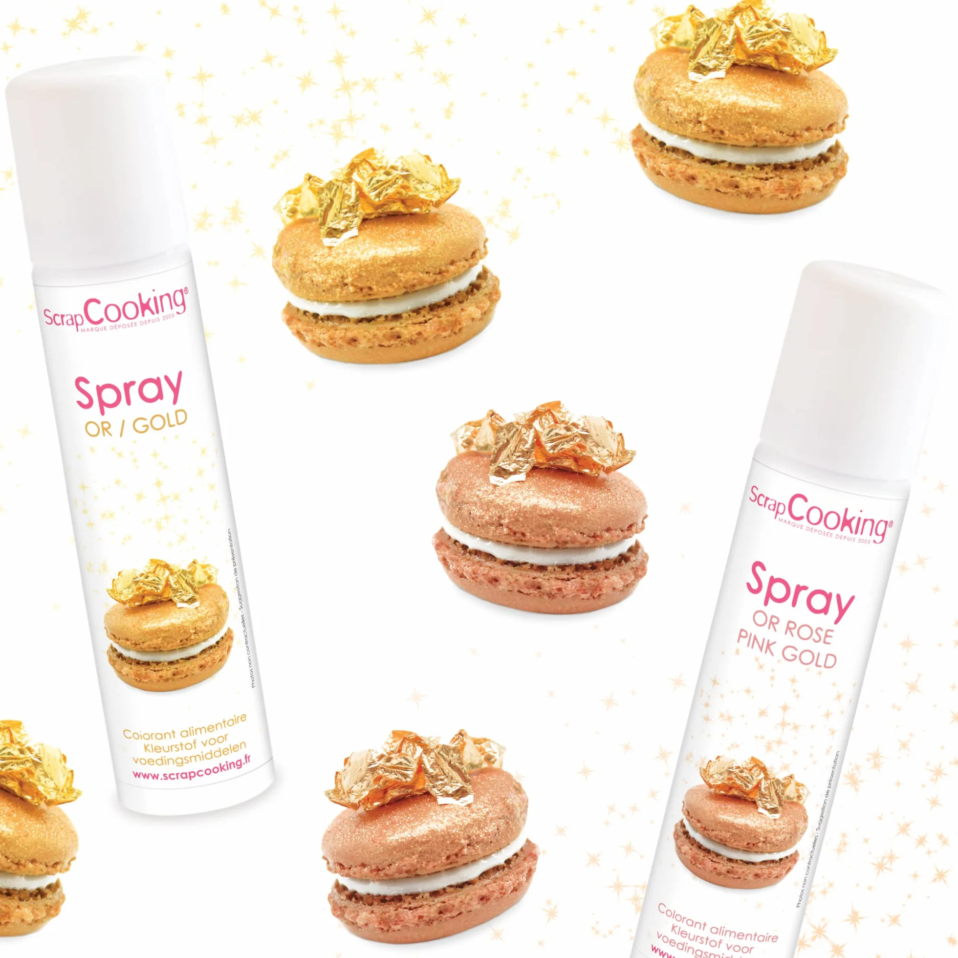 ScrapCooking - Spray Colorant de Surface Or 75 ml - Spray Alimentaire Doré pour faire Briller vos Pâtisseries, Biscuits, Macarons, Pâtes à Sucre, Cupcakes, Gâteaux, Entremets, Bûches - 4298