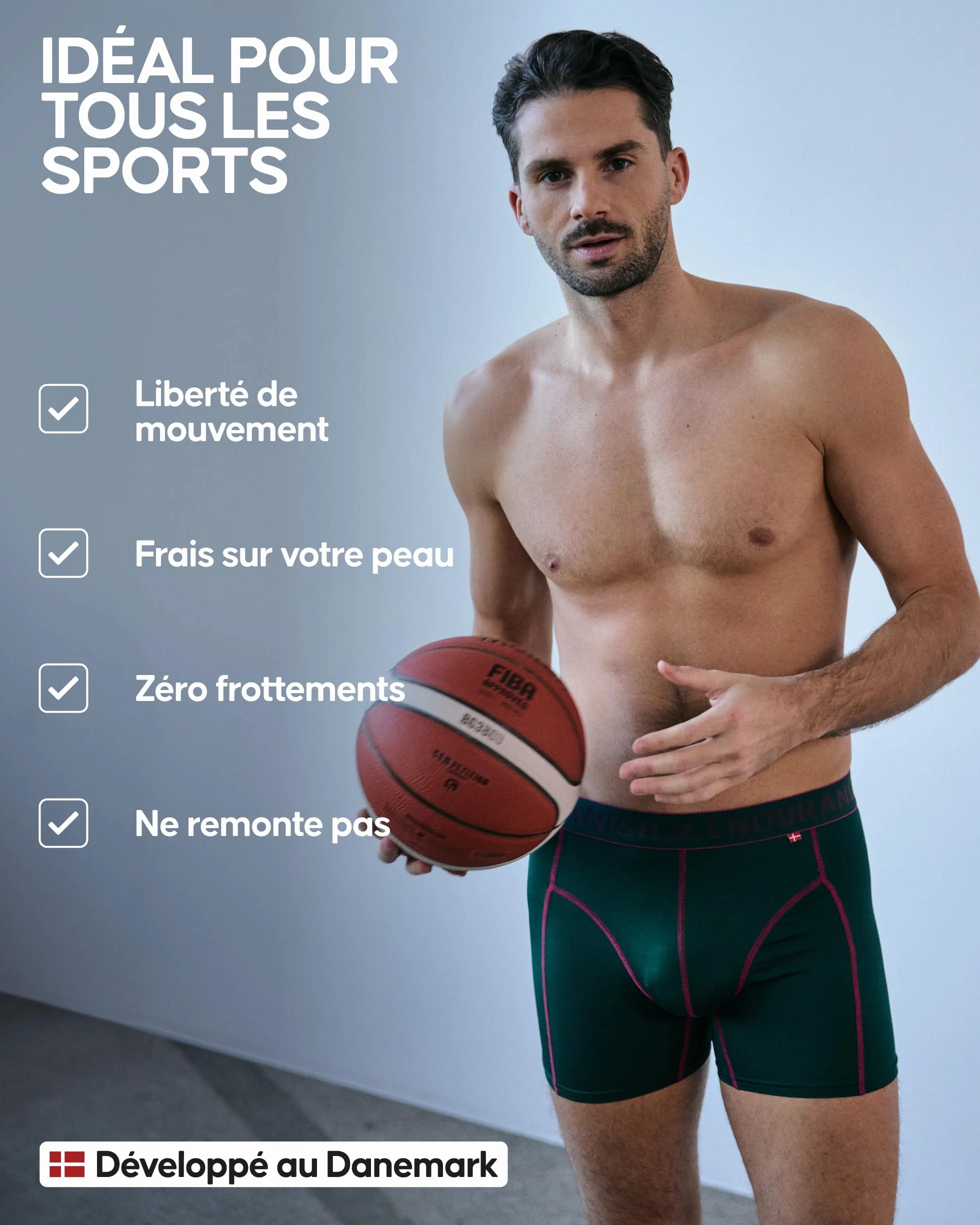 DANISH ENDURANCE Boxers de Course Anti-frottements Hommes Lot de 6