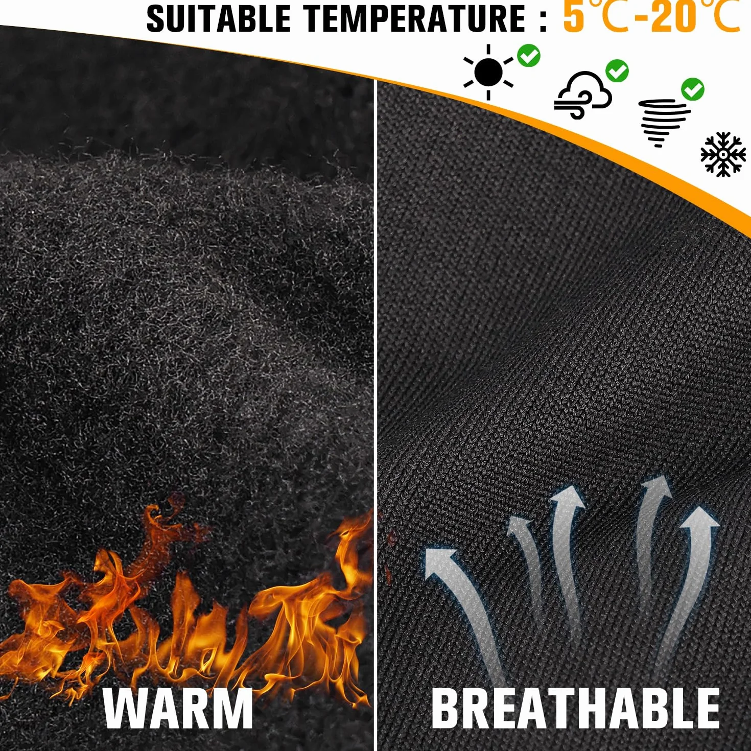 YANIKY Gants Cyclisme Coupe-Vent Thermiques Homme Femme Antidérapants Écran Tactile Vélo Course Randonnée