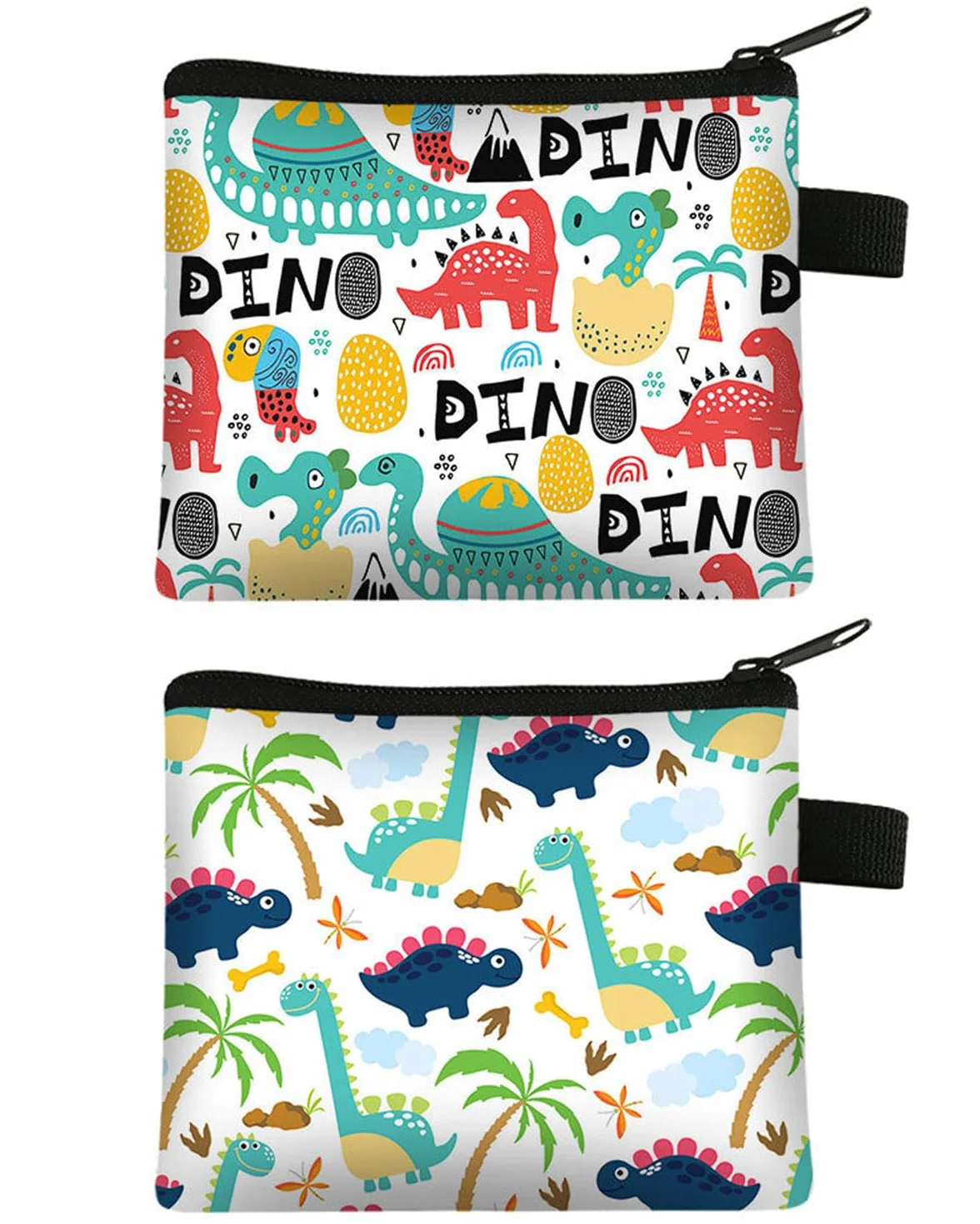 Porte-Monnaie Enfant Mignon Dessin Animé Animal Sac à Monnaie avec Fermeture éclair Portefeuille Carte Porte-clés 2 PCS
