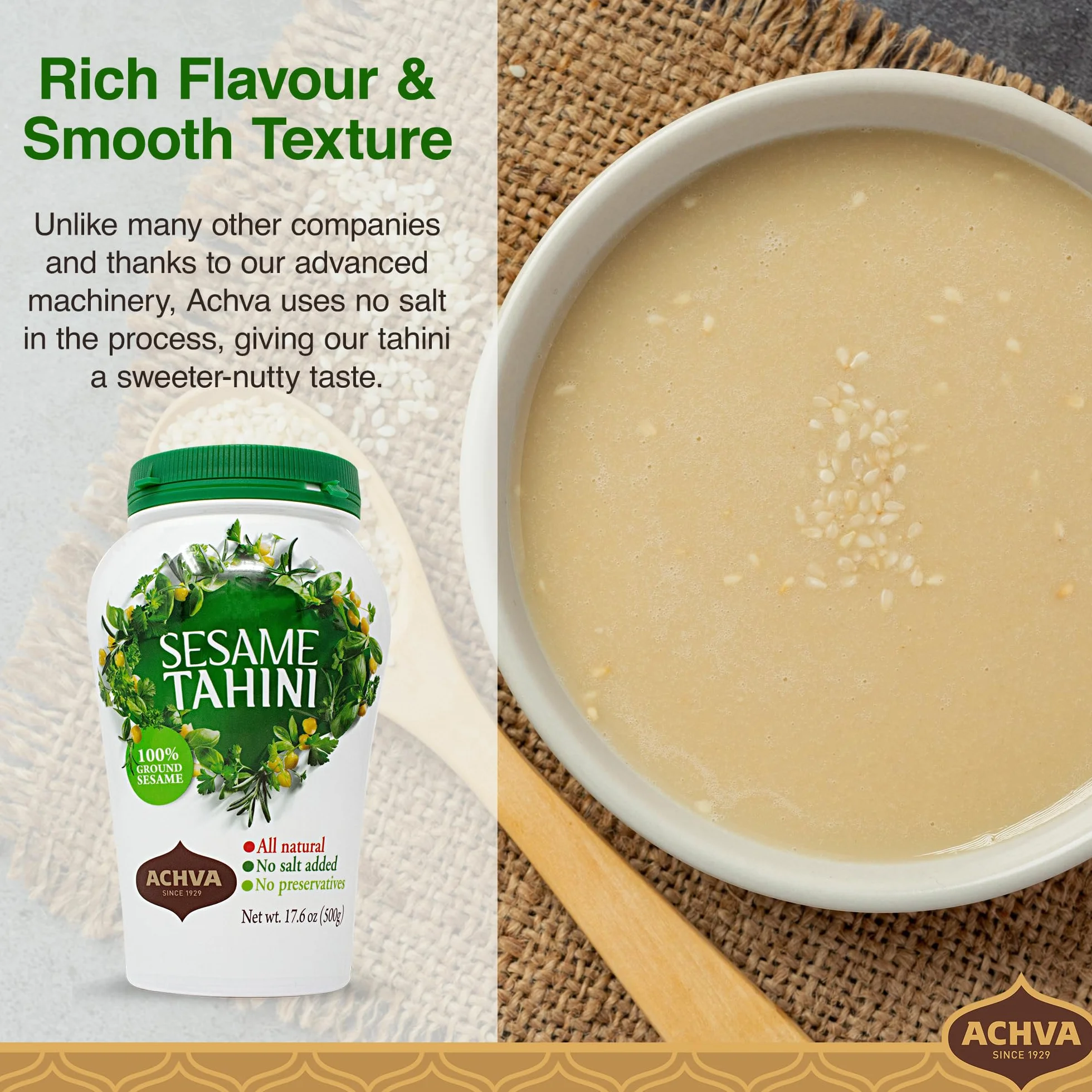 Achva Tahini Crushed Sesame Seeds, 17.6 Ounce