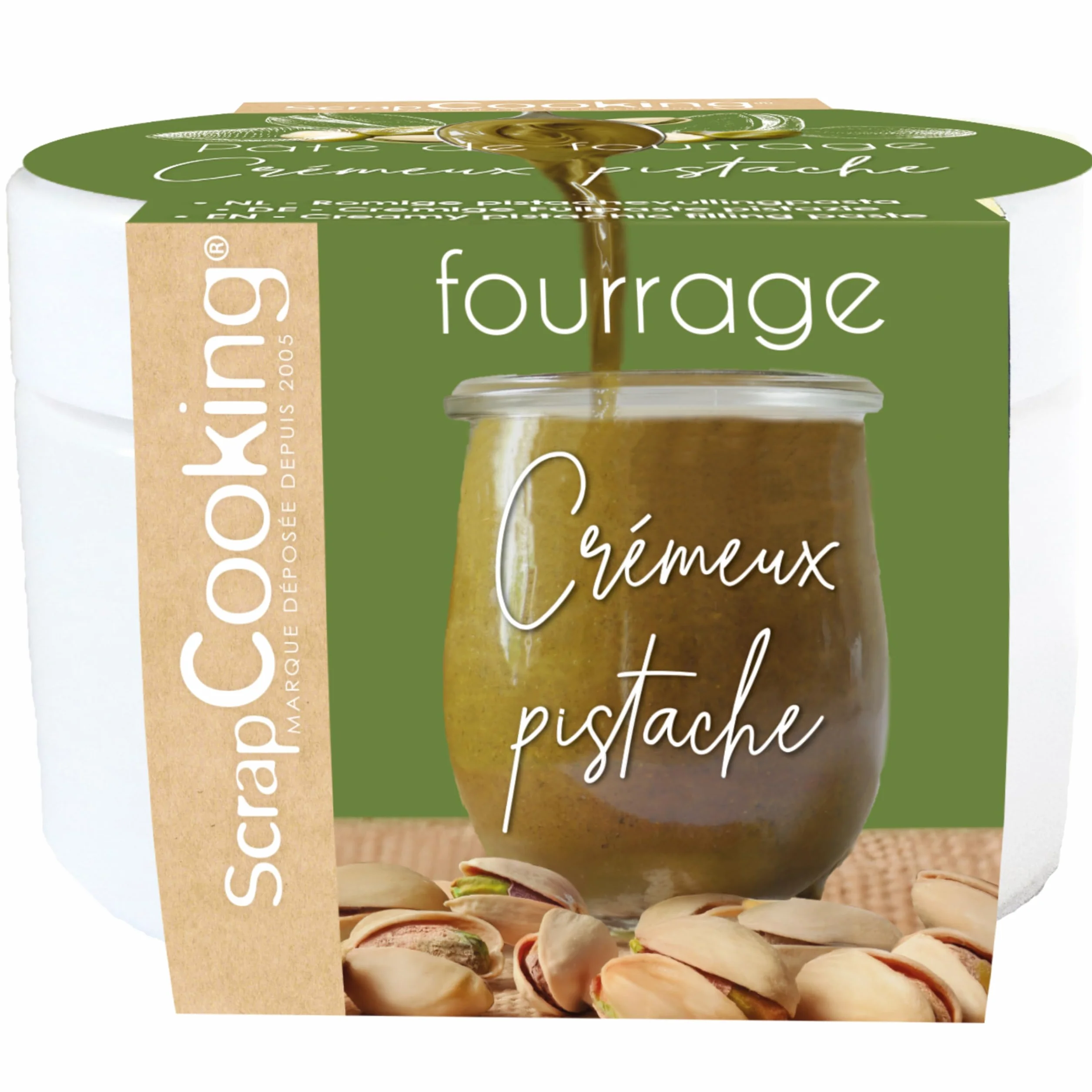 ScrapCooking - Pâte de Fourrage Crémeux Pistache 200 g - Pour Fourrer Tablettes, Éclairs, Macarons, Gâteaux, Bûches de Noël, Cookies, Cheesecakes & Pâtisseries - 4638