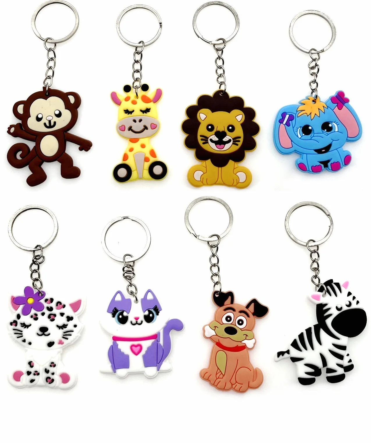 Porte-clés Animaux Silicone 32 Pièces - Cadeaux pour Enfants et Adultes