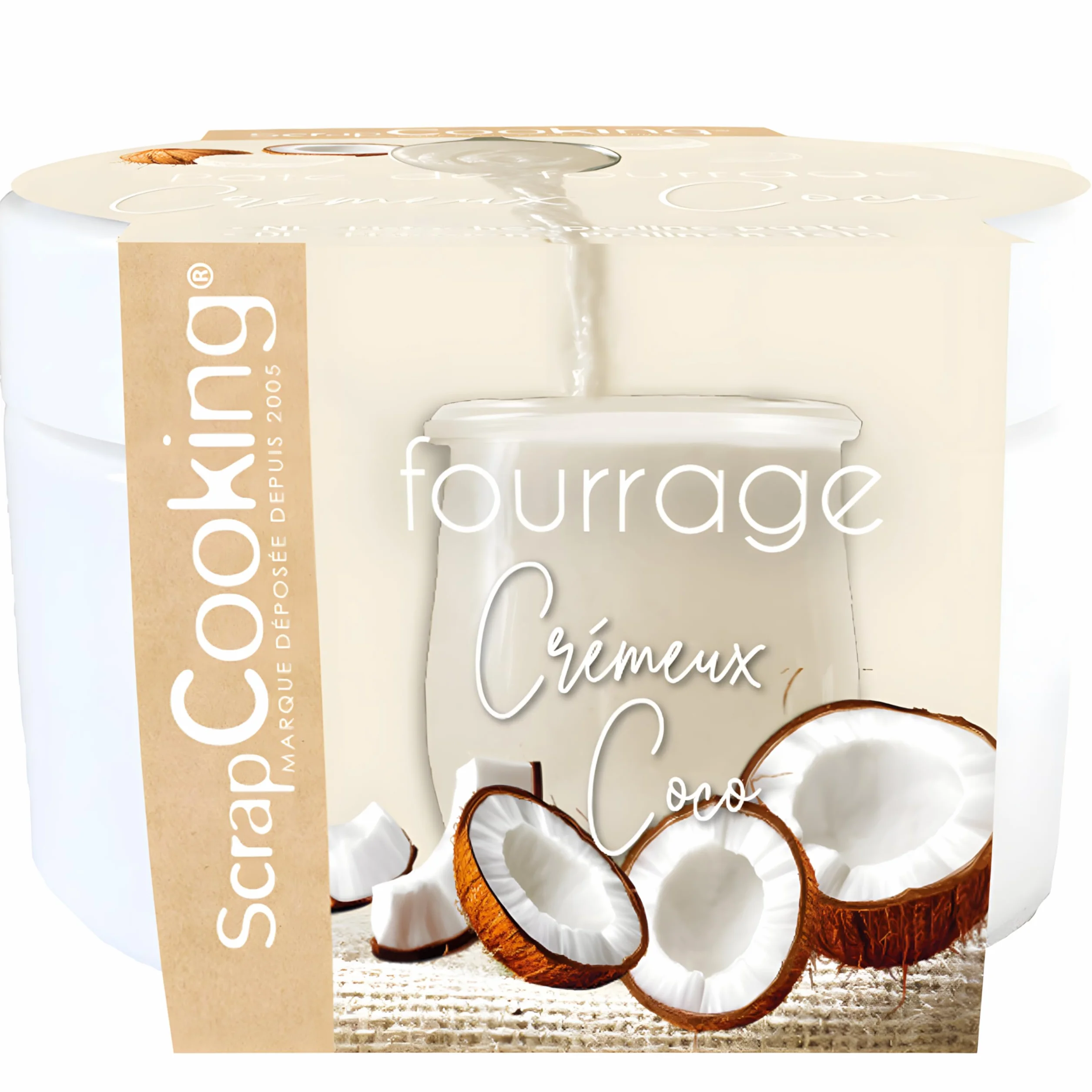ScrapCooking - Pâte de Fourrage Crémeux Coco 200 g - Pour Fourrer Tablettes, Éclairs, Choux, Rochers, Macarons, Gâteaux, Bûches de Noël & Cookies - Noix de Coco - Pâtisserie - 4635