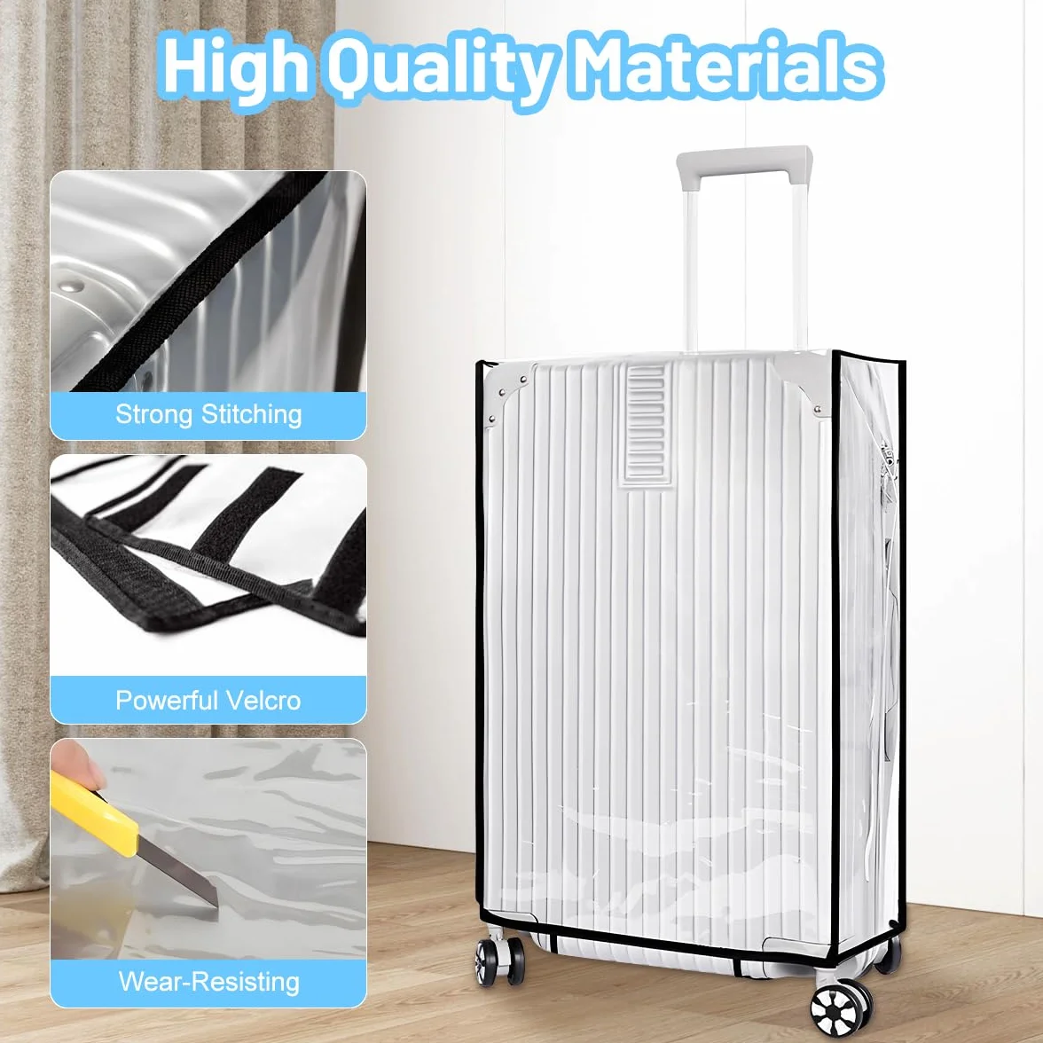 Lot de 3 Housses de Protection Valise Bagages imperméables PVC 50 60 71 cm Transparentes