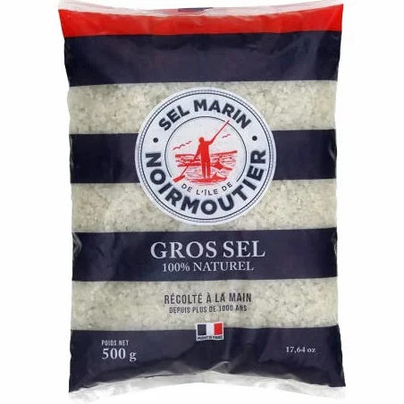 SEL MARIN ILE DE NOIRMOUTIERS - Sel Marin Gros Sel de Qualité Supérieure - Récolté à la Main - Idéal Pour Assaisonner Toutes Vos Recettes - Sachet Refermable de - Lot De 4 - Vendu Par Lot
