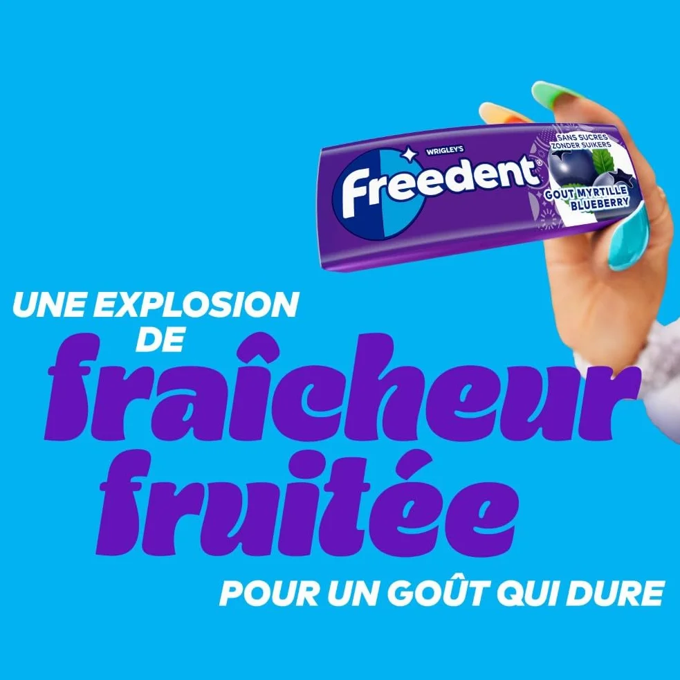 FREEDENT Chewing Gum Sans Sucre Goût Myrtilles 5 Paquets 70g