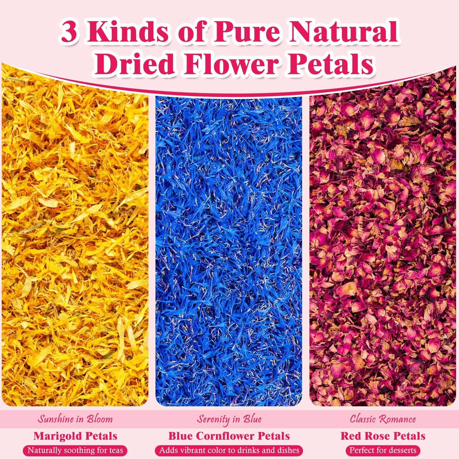 Fleurs Comestibles Bio Sches 15g | Mlange Ptales de Rose,Souci,Bleuet | Dcoration Naturelle Aromatique pour Gateaux,Cocktails,Savons Artisanaux & Bougies | Idal pour Crations Culinaires et DIY