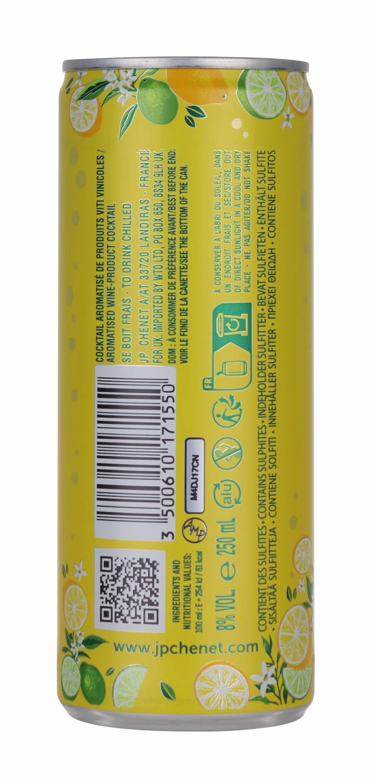 JP Chenet - Fashion Citron & Citron vert, vin pétillant aromatisé, cocktail prêt à boire en canette (12 x 25 cl)