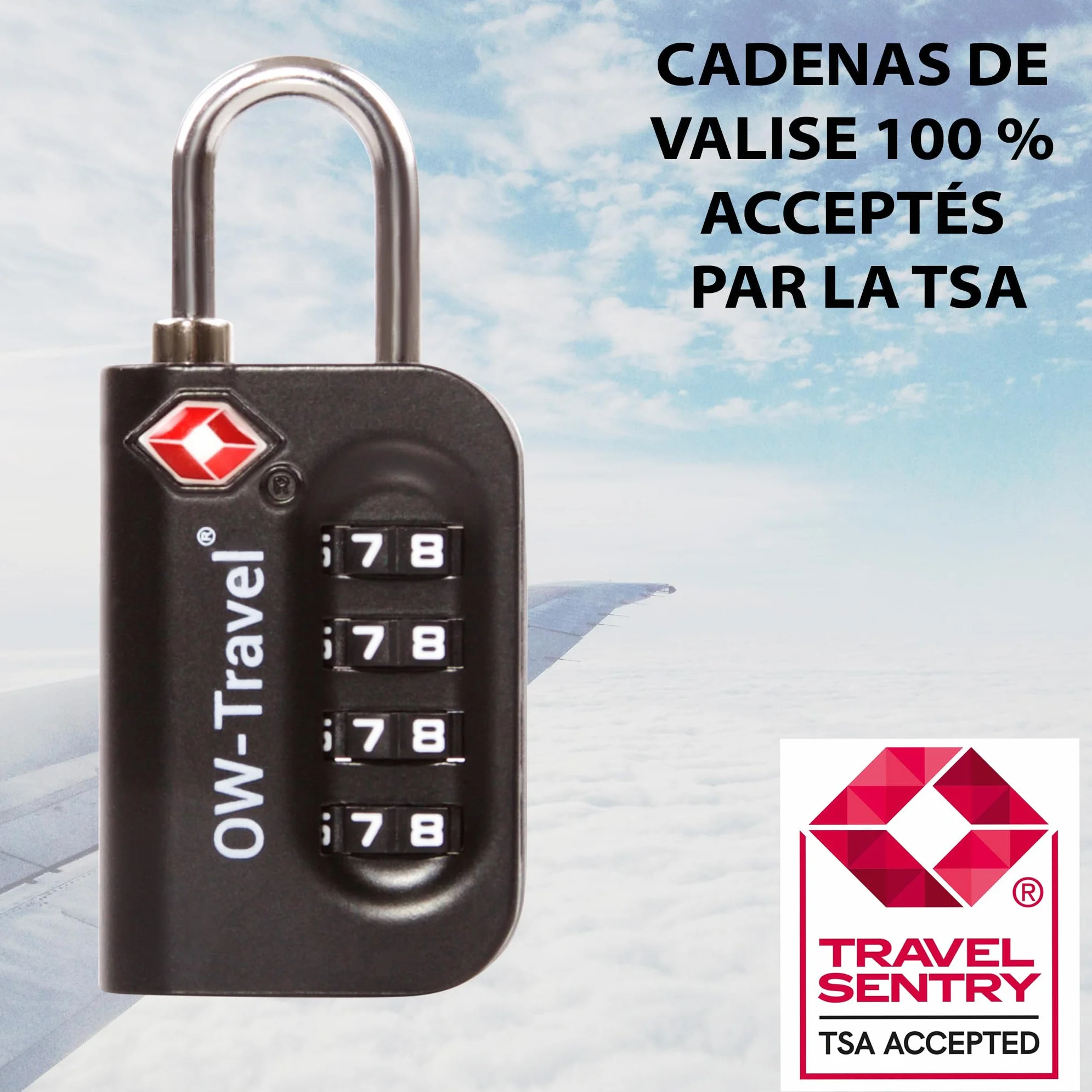Cadenas TSA pour Valise 4 Chiffres Antivol Bagages Noir